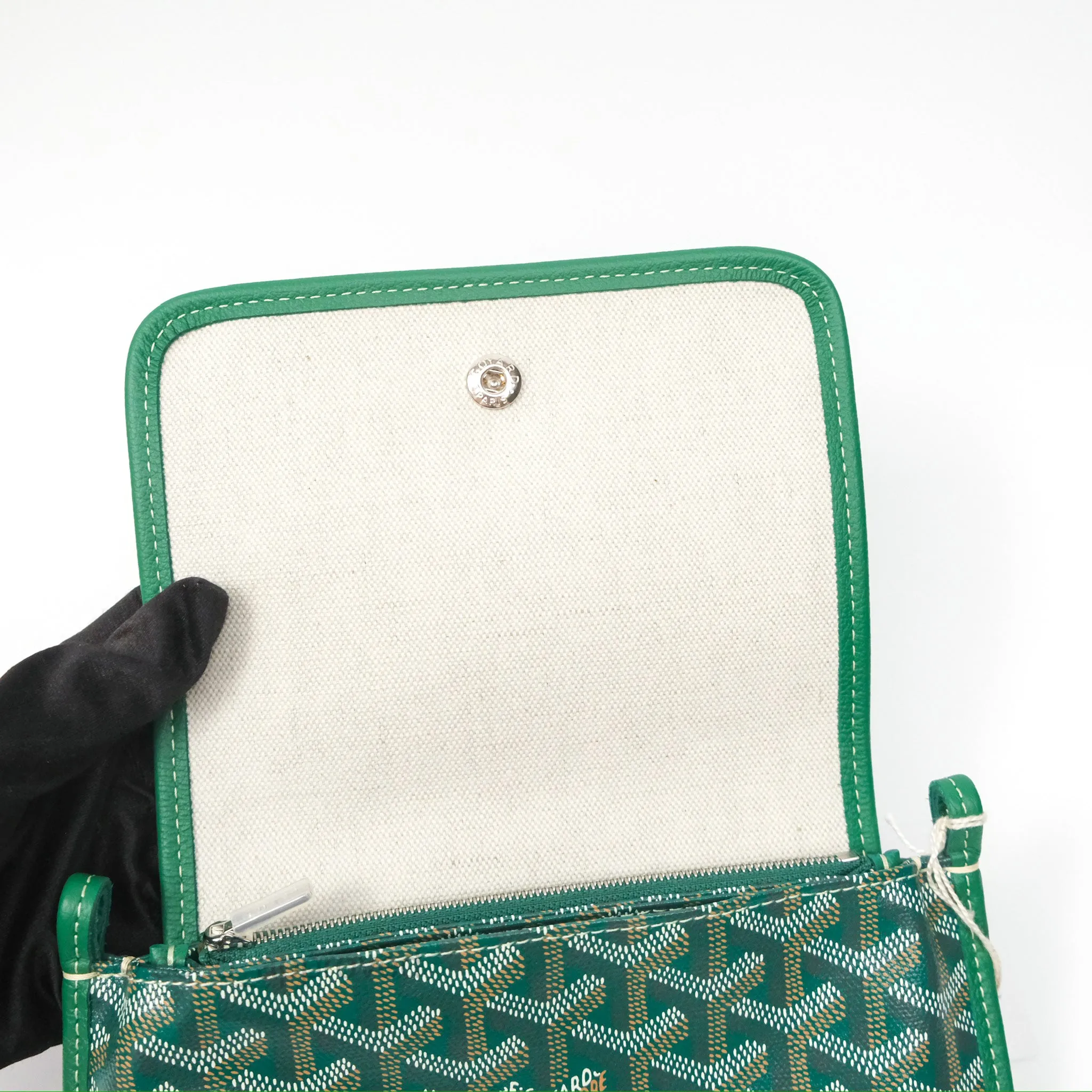 Goyard Plumet Pocket Wallet Green Goyardine Canvas