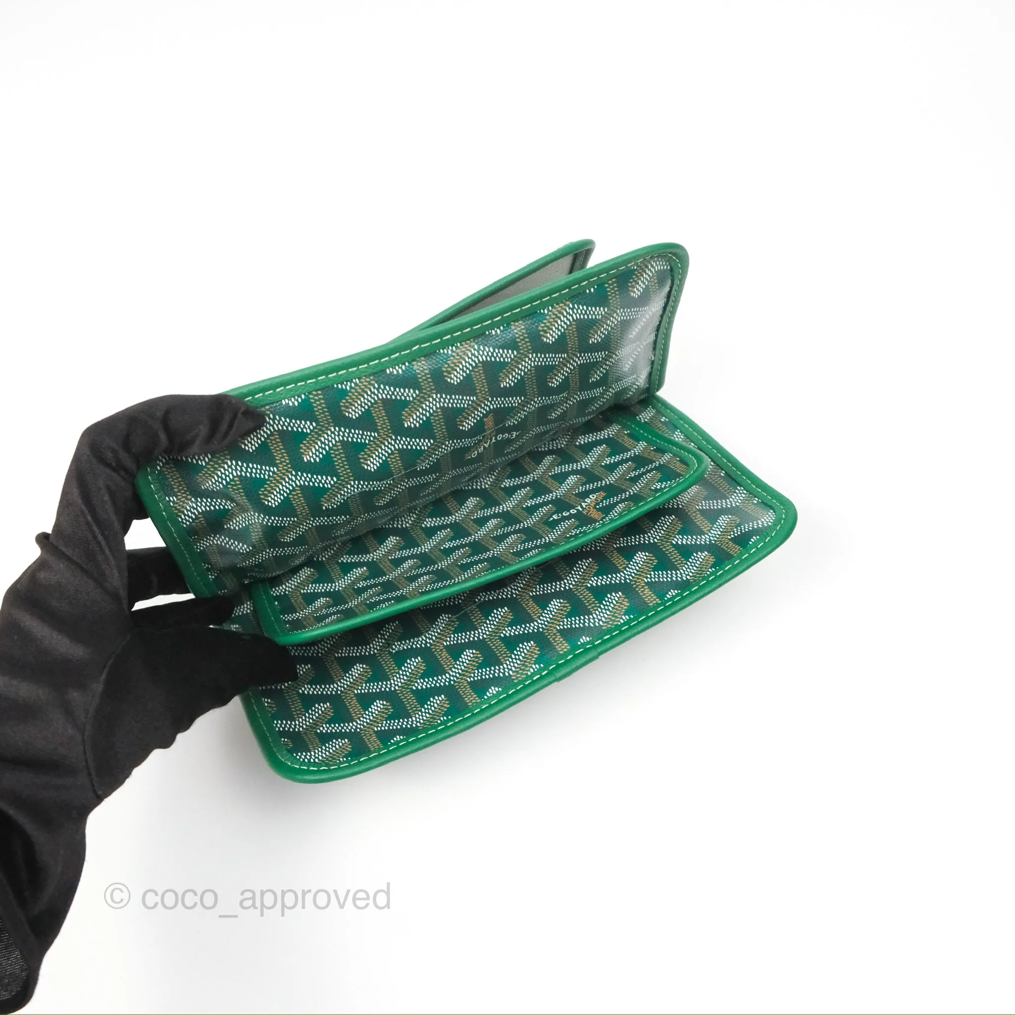 Goyard Plumet Pocket Wallet Green Goyardine Canvas