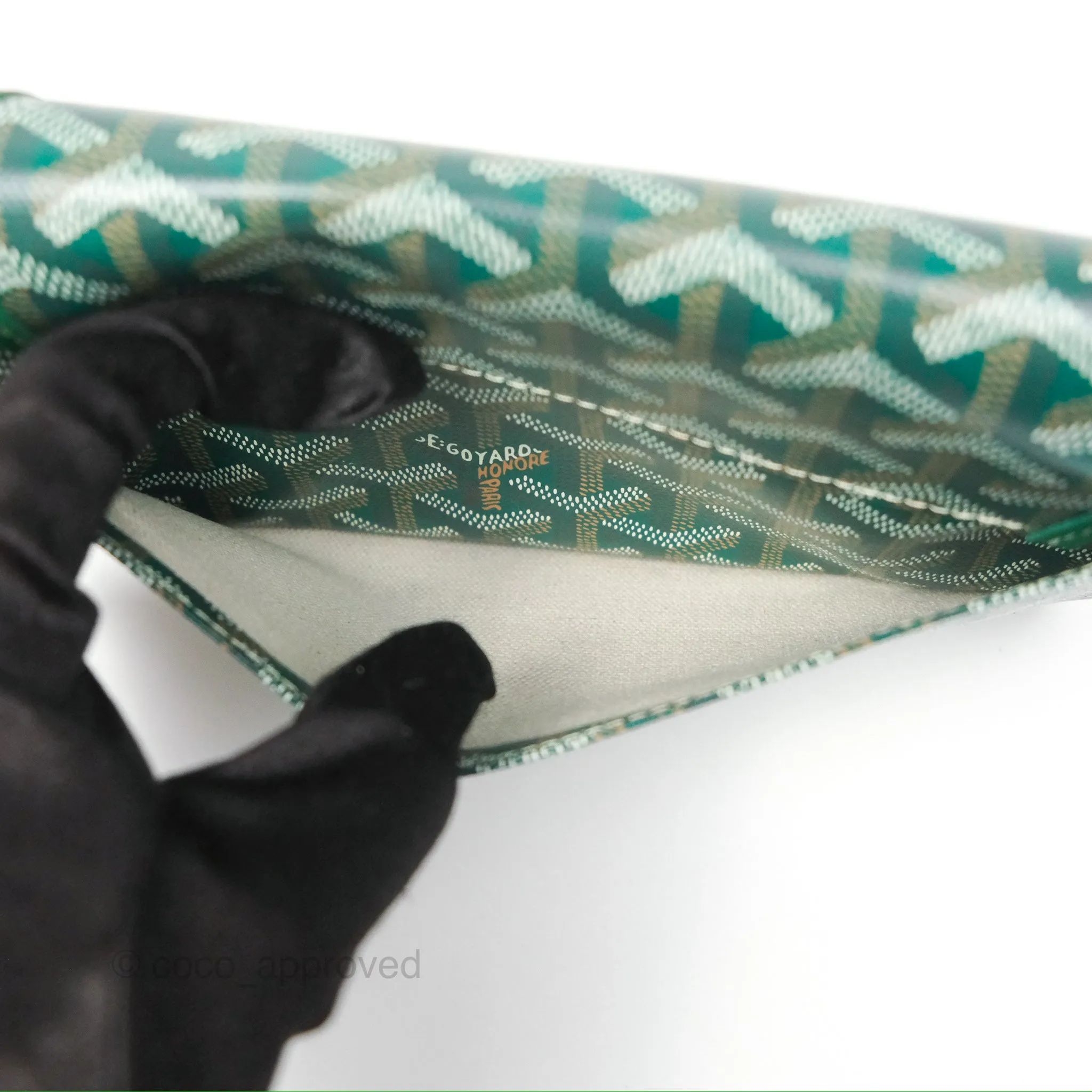 Goyard Plumet Pocket Wallet Green Goyardine Canvas