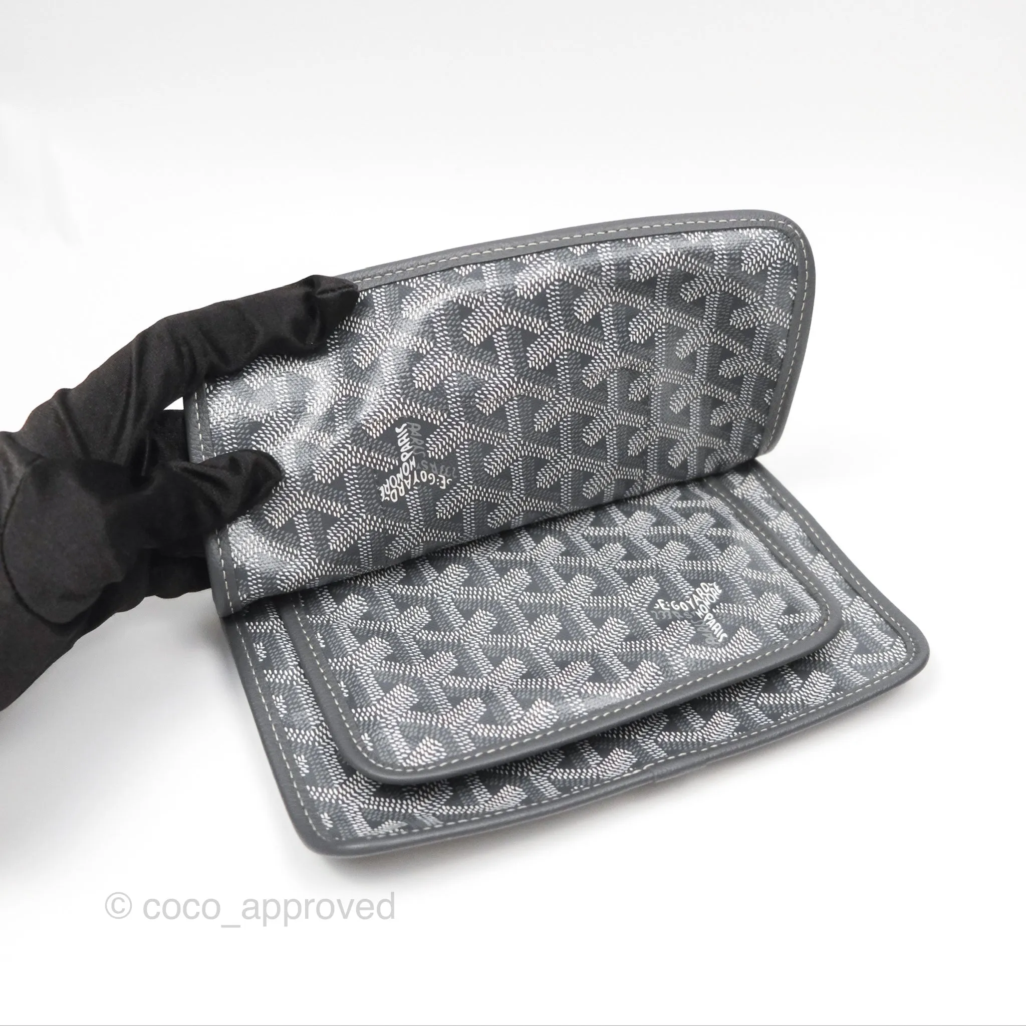 Goyard Plumet Pocket Wallet Grey Goyardine Canvas