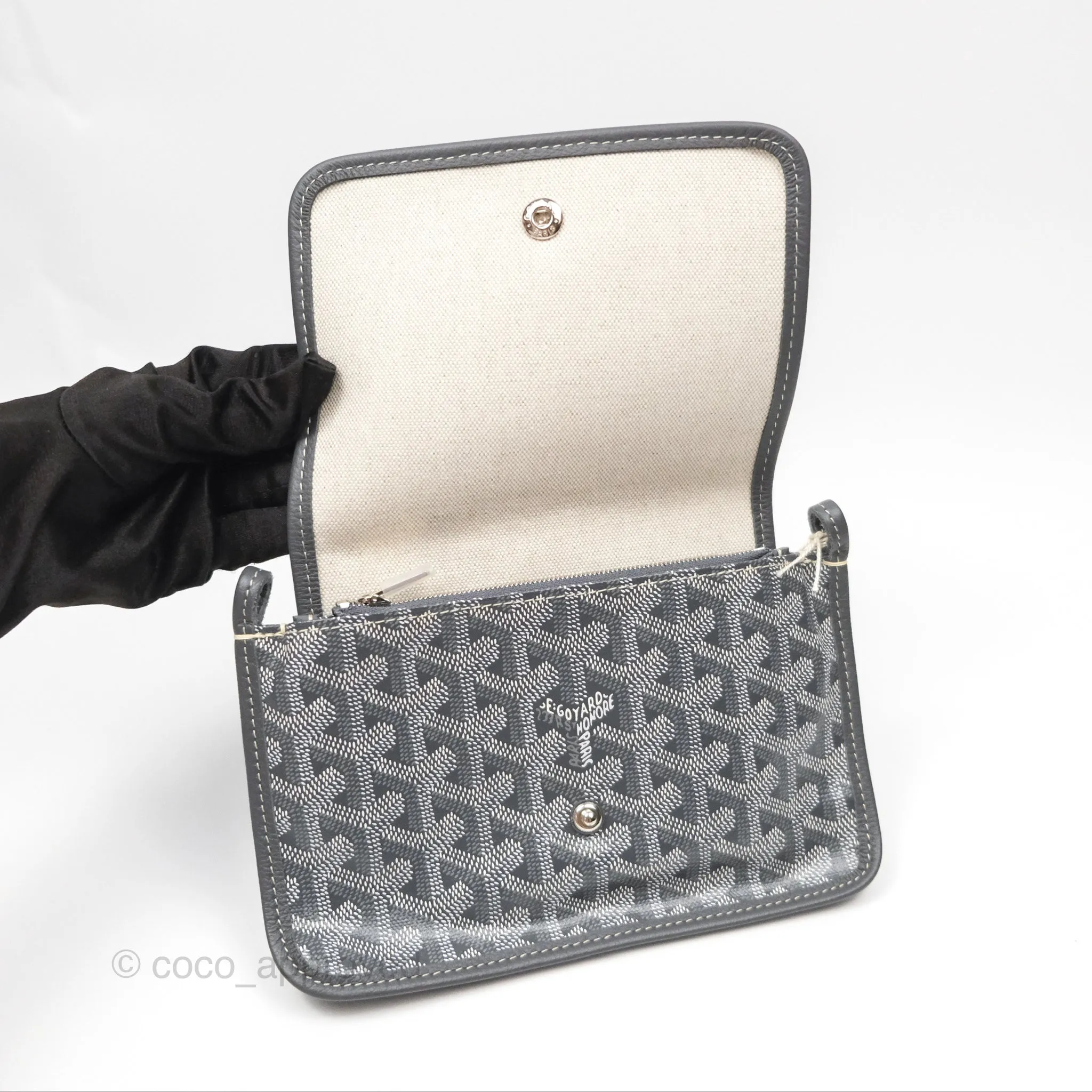 Goyard Plumet Pocket Wallet Grey Goyardine Canvas