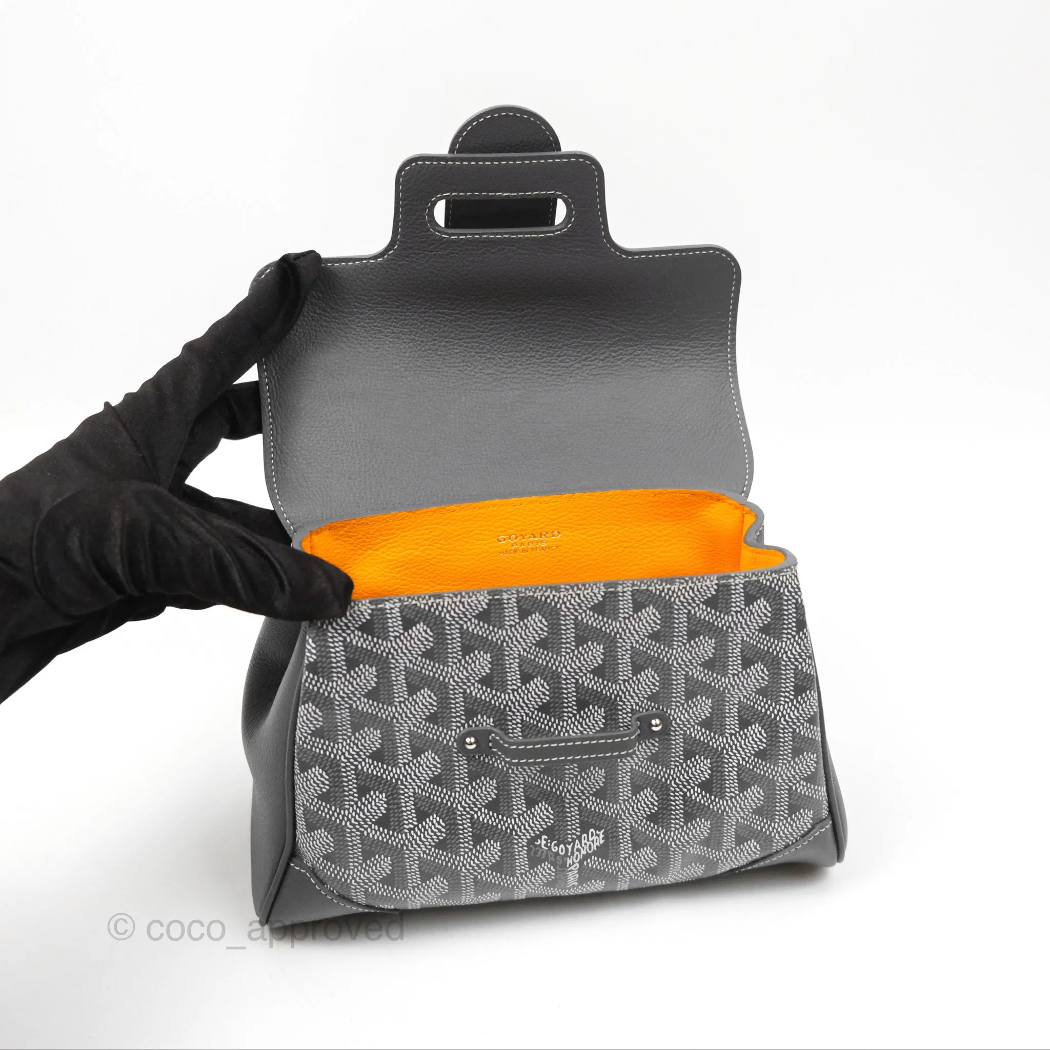 Goyard Sagon Mini Bag Chevroches Calfskin Grey Silver Hardware