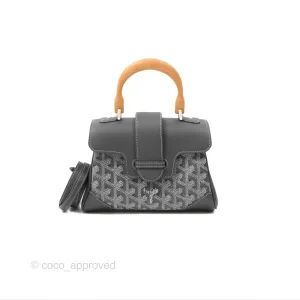 Goyard Sagon Mini Bag Chevroches Calfskin Grey Silver Hardware