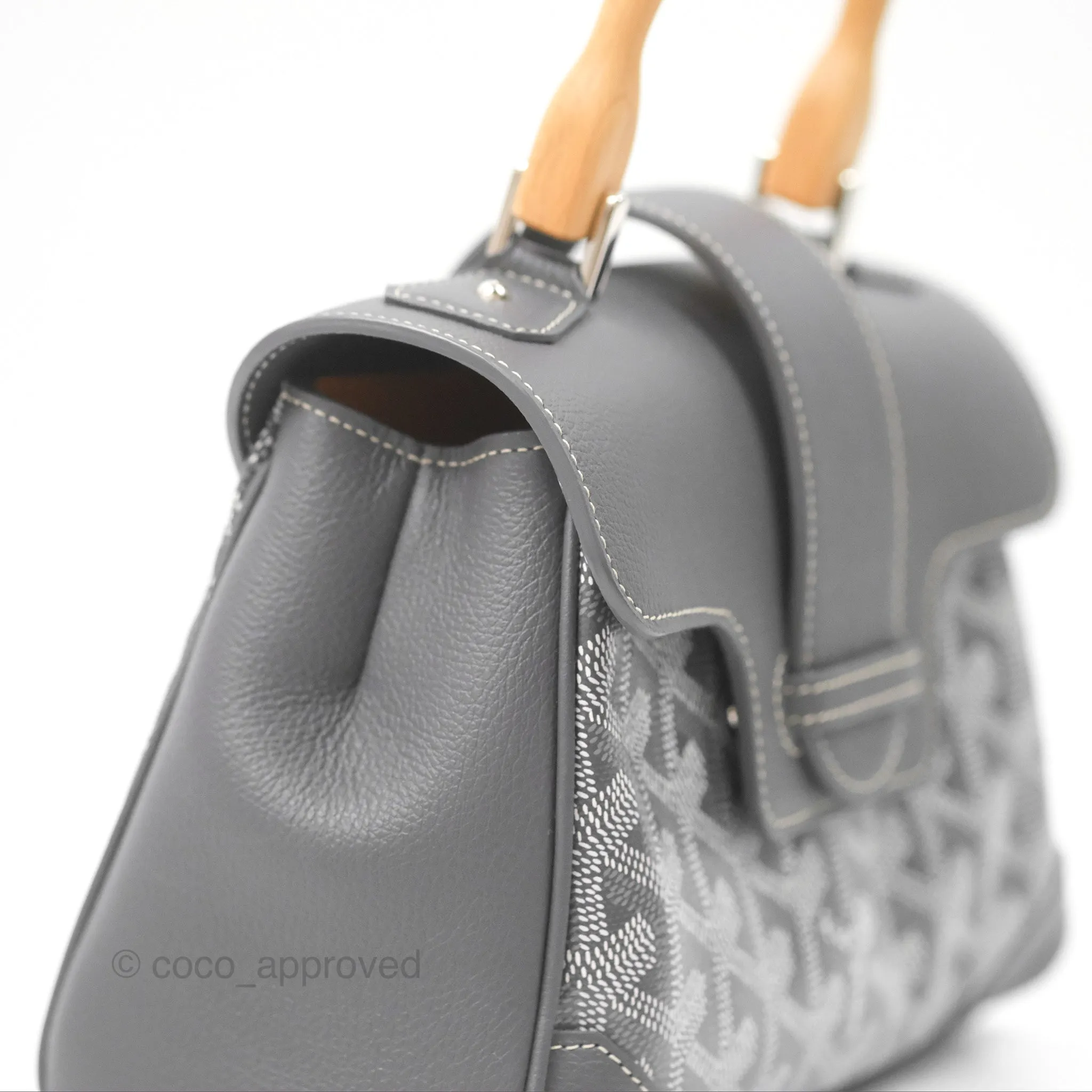 Goyard Sagon Mini Bag Chevroches Calfskin Grey Silver Hardware