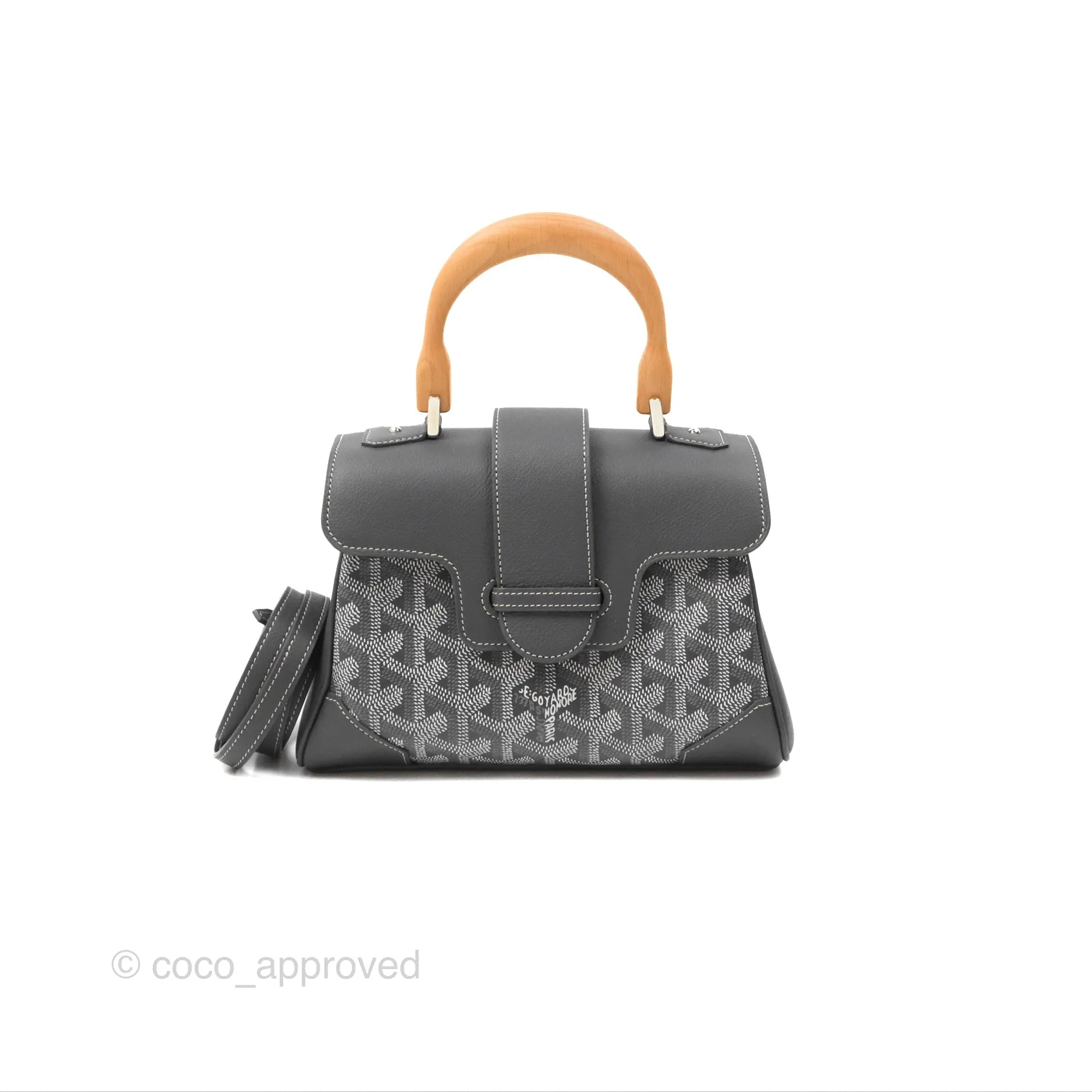 Goyard Sagon Mini Bag Chevroches Calfskin Grey Silver Hardware