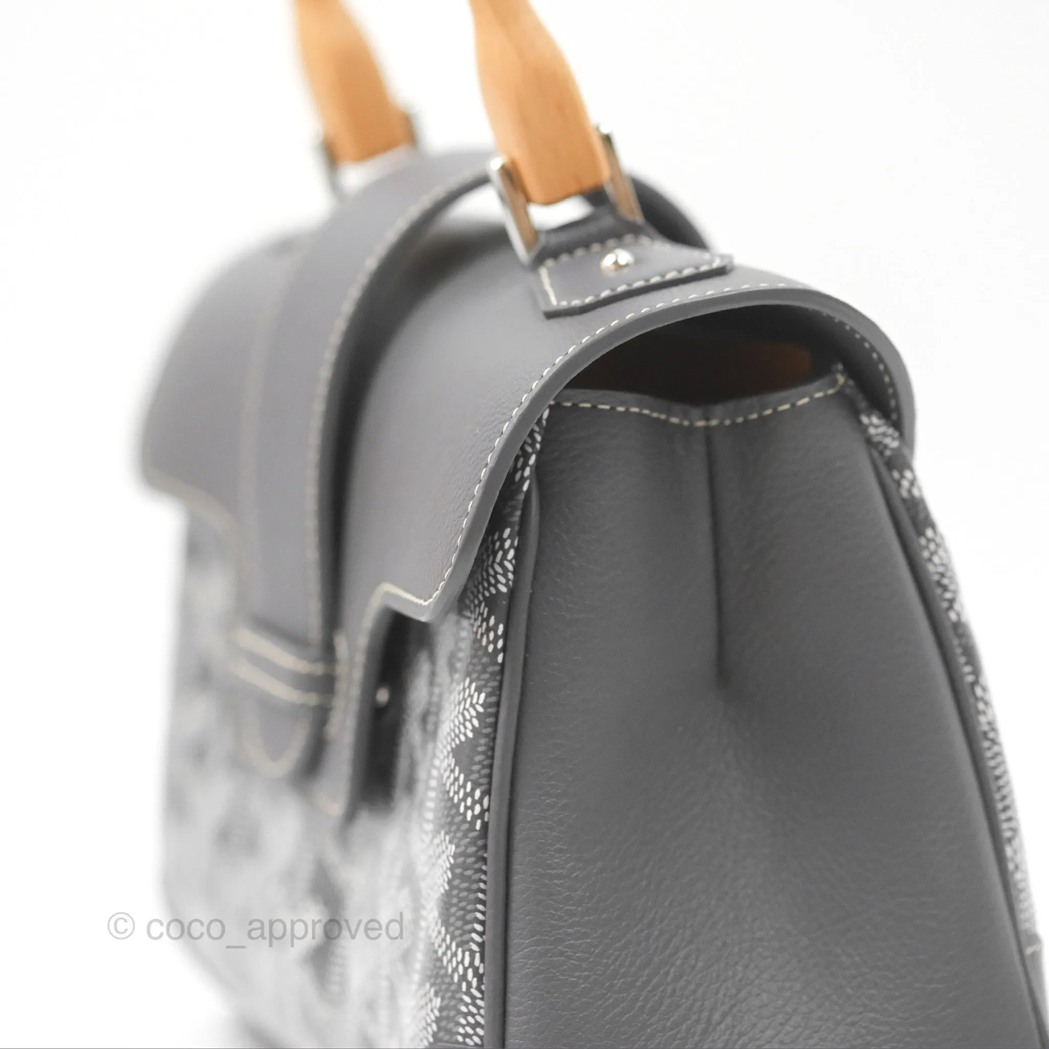 Goyard Sagon Mini Bag Chevroches Calfskin Grey Silver Hardware