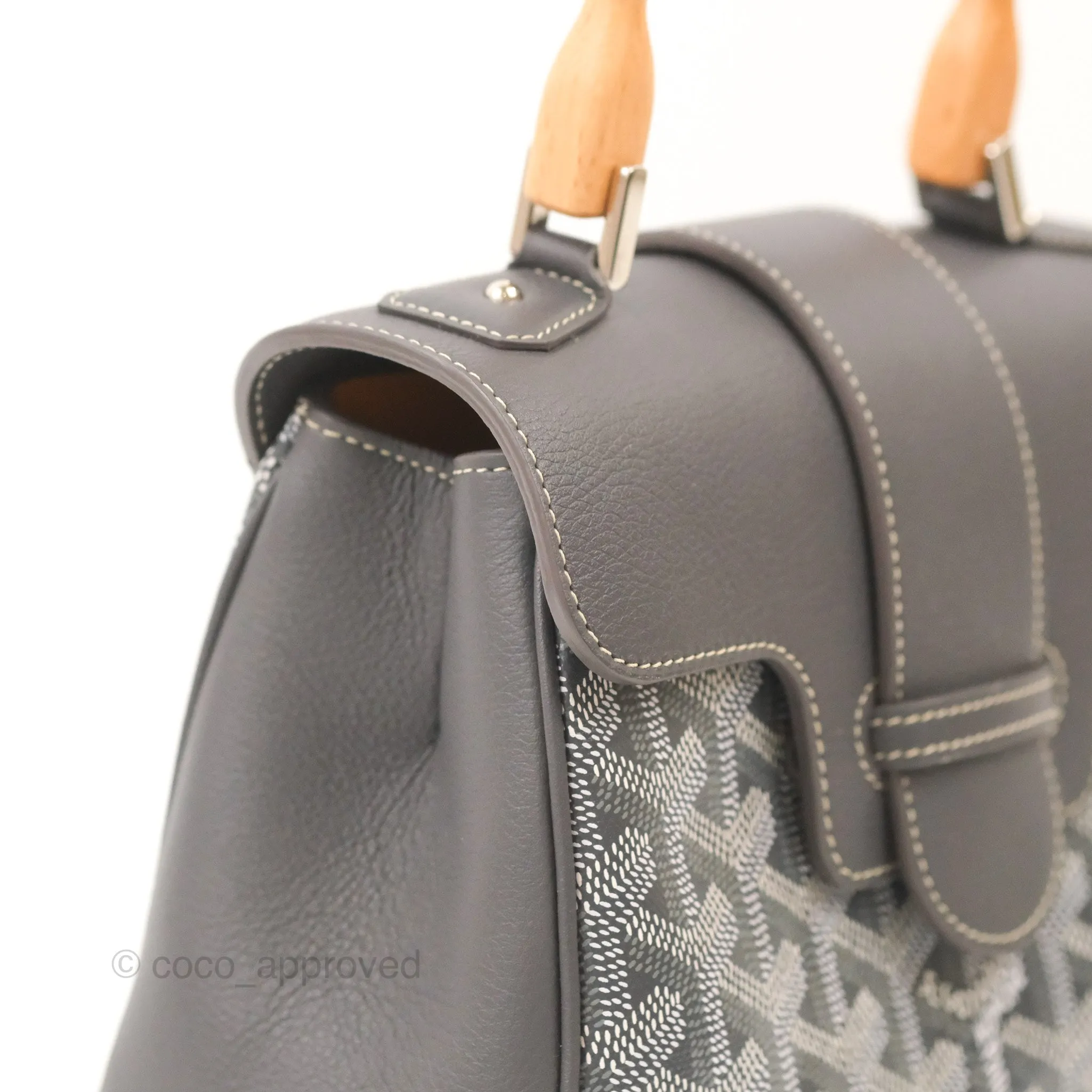 Goyard Sagon Mini Bag Chevroches Calfskin Grey Silver Hardware