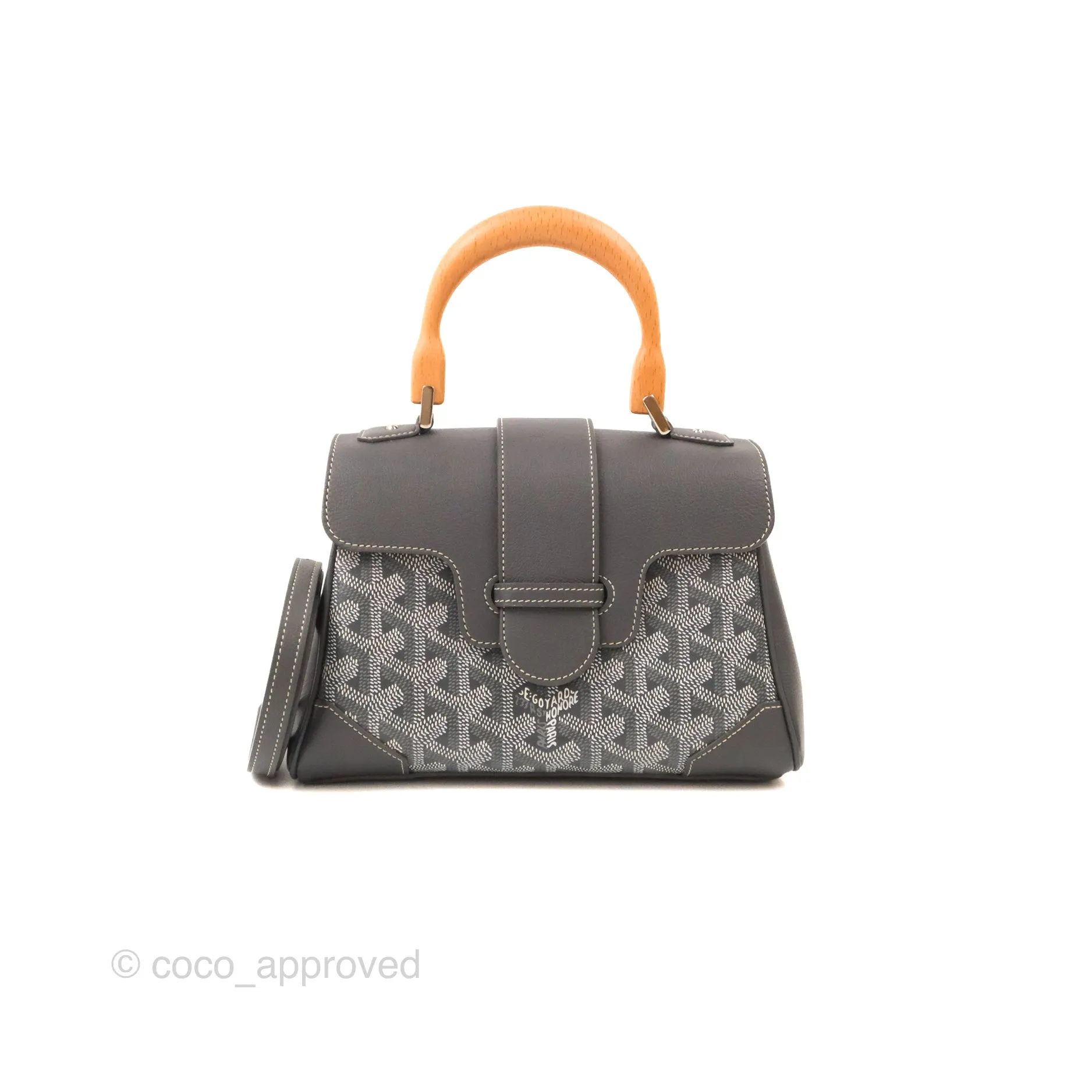 Goyard Sagon Mini Bag Chevroches Calfskin Grey Silver Hardware