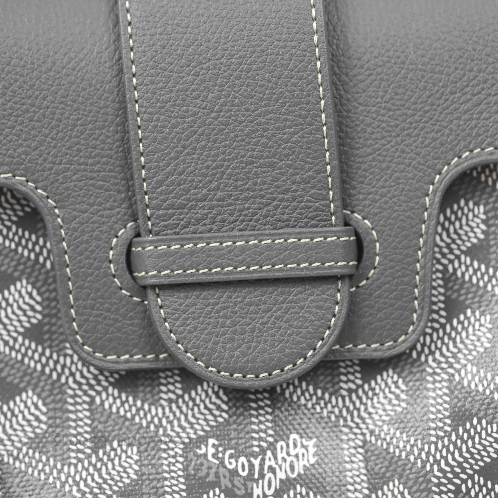 Goyard Sagon Mini Bag Chevroches Calfskin Grey Silver Hardware