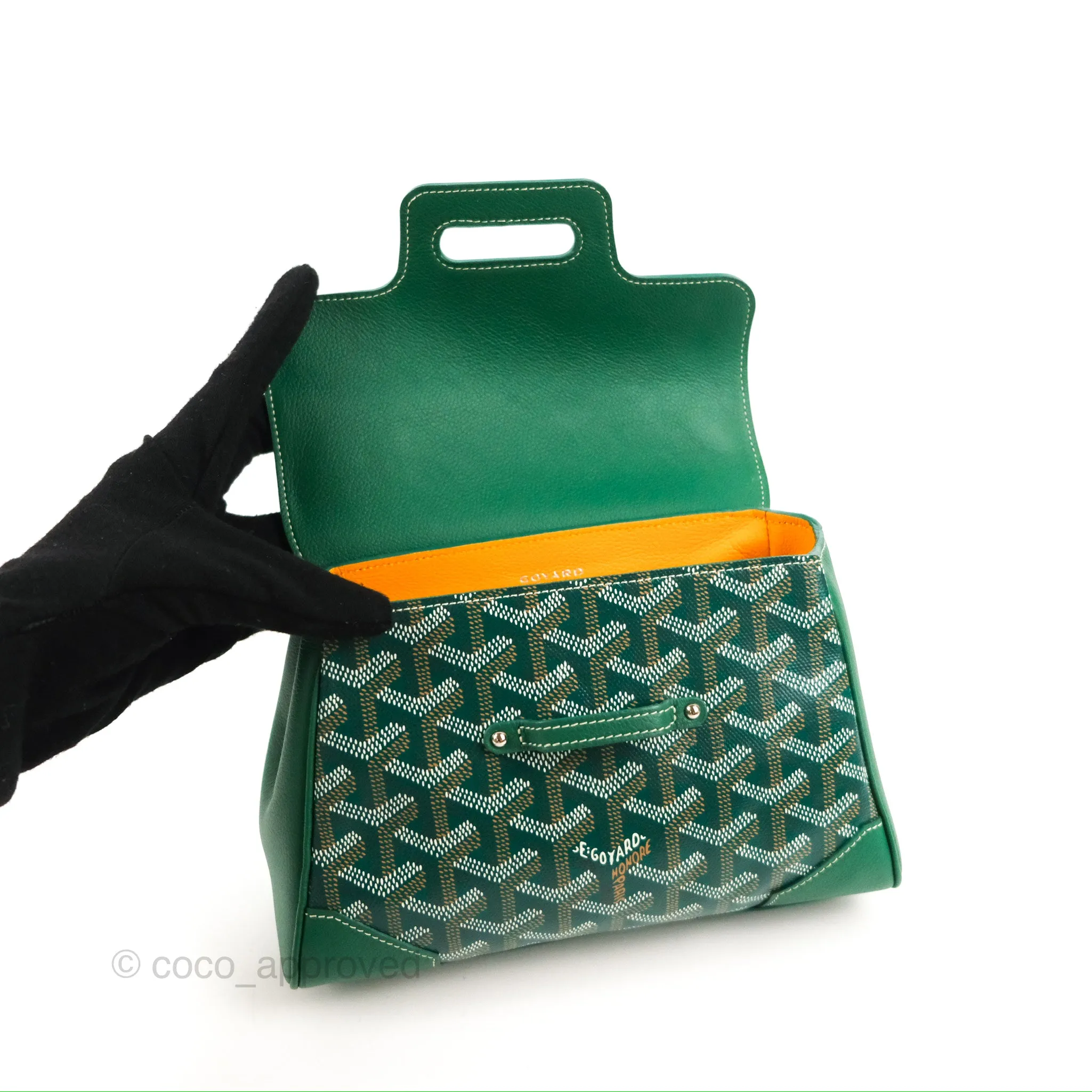 Goyard Sagon Mini Bag Green Goyardine Canvas/Chevroches Calfskin