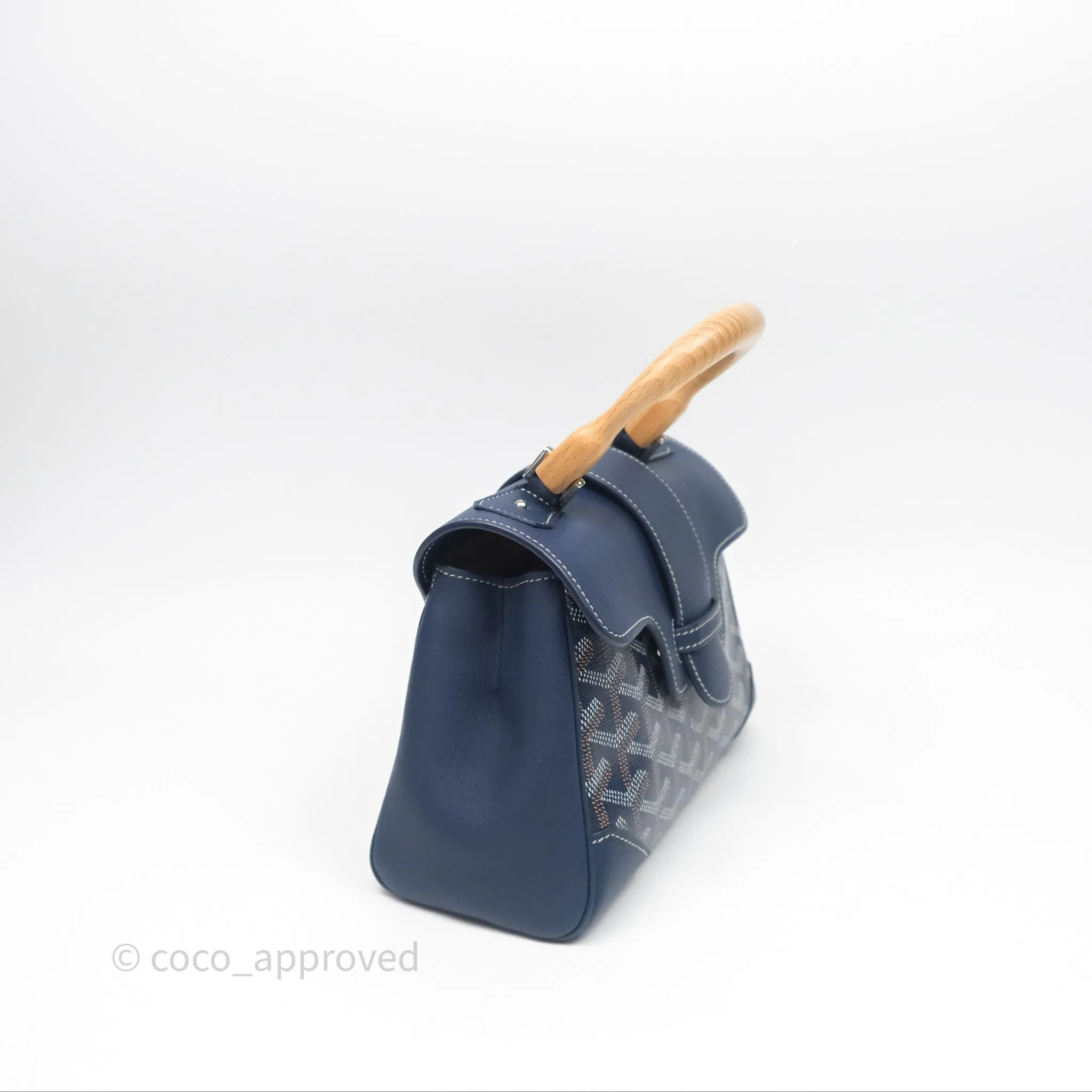 Goyard Sagon Mini Bag Navy Goyardine Canvas/ Chevroches Calfskin