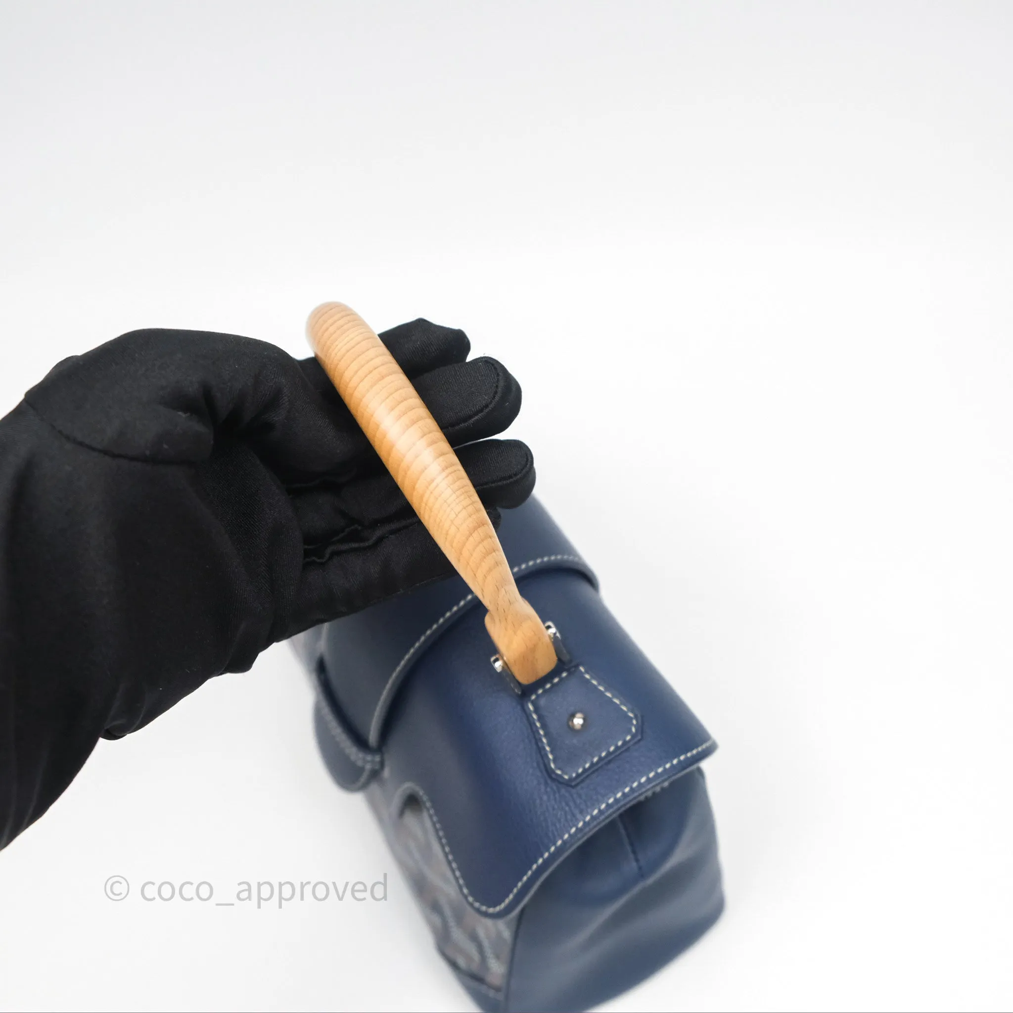 Goyard Sagon Mini Bag Navy Goyardine Canvas/ Chevroches Calfskin