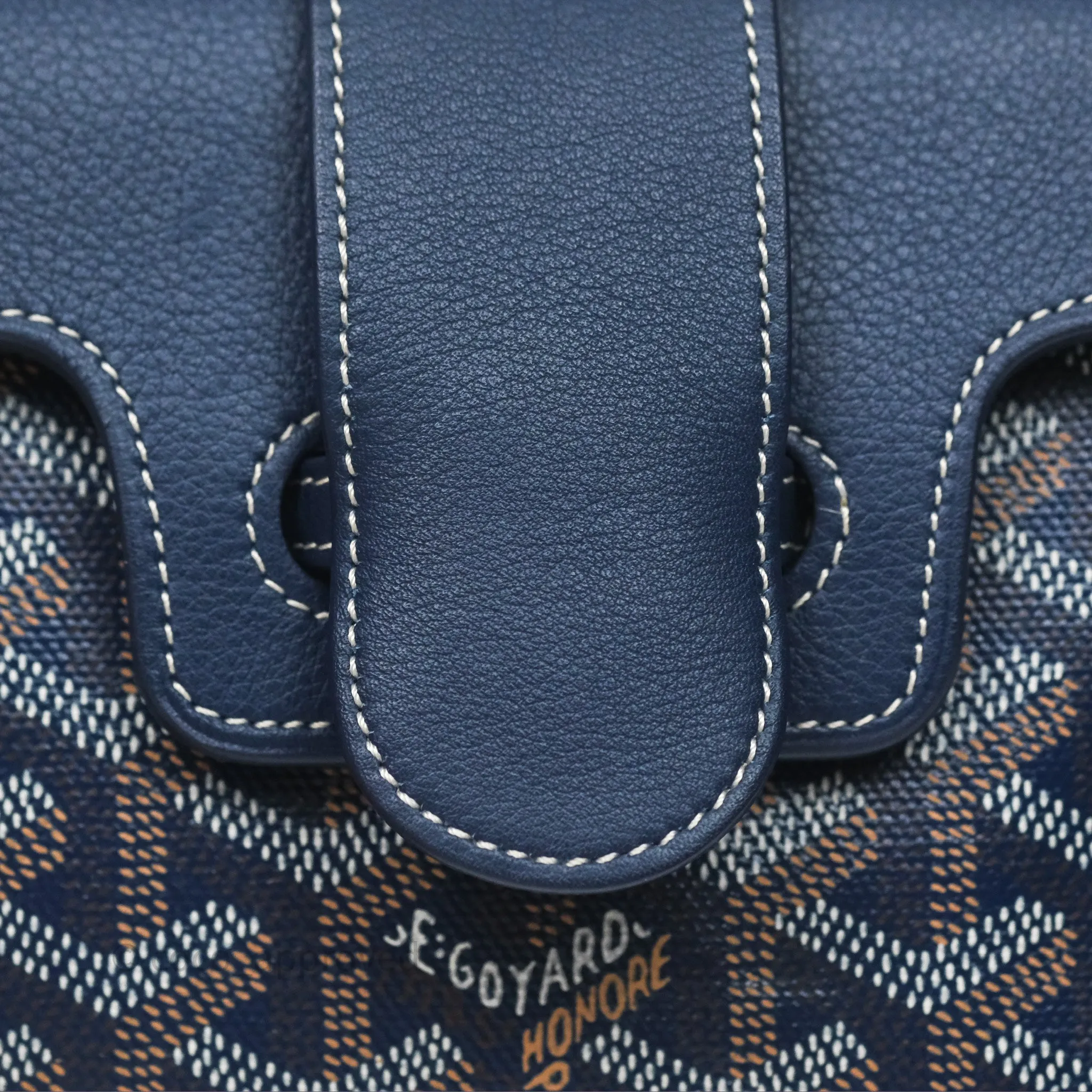 Goyard Sagon Mini Bag Navy Goyardine Canvas/ Chevroches Calfskin