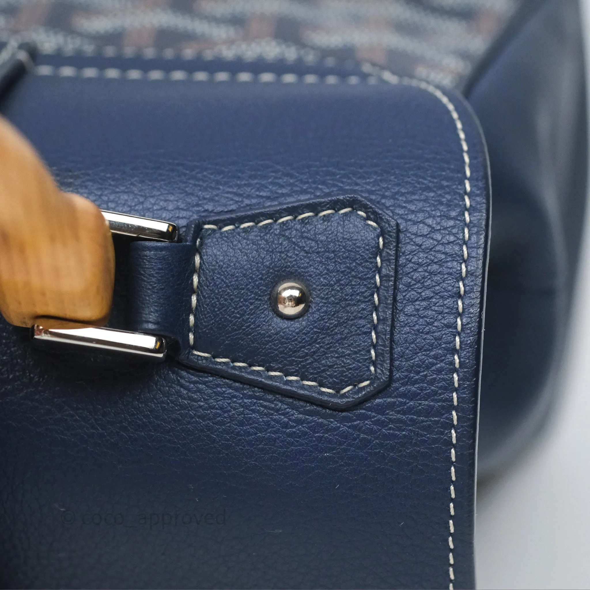 Goyard Sagon Mini Bag Navy Goyardine Canvas/ Chevroches Calfskin