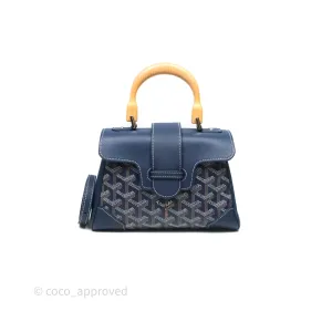 Goyard Sagon Mini Bag Navy Goyardine Canvas/ Chevroches Calfskin
