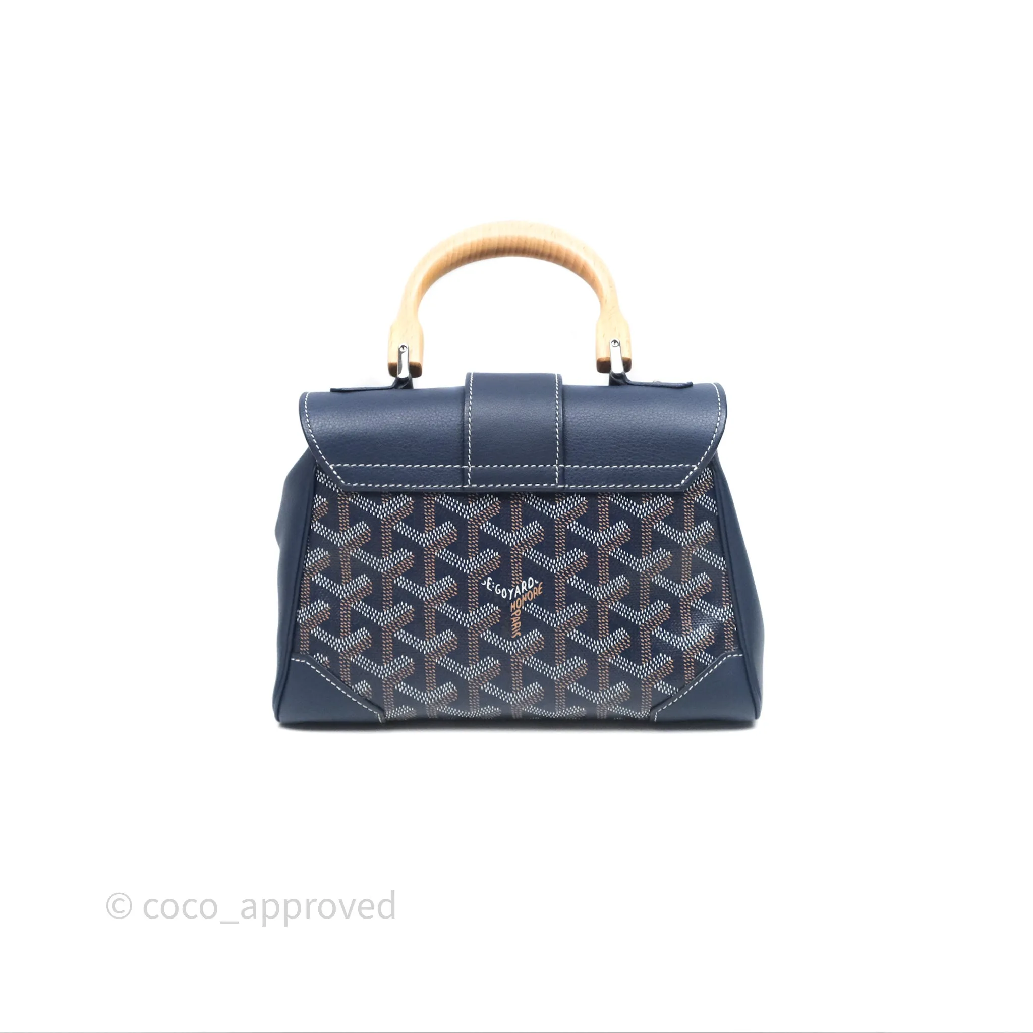 Goyard Sagon Mini Bag Navy Goyardine Canvas/ Chevroches Calfskin