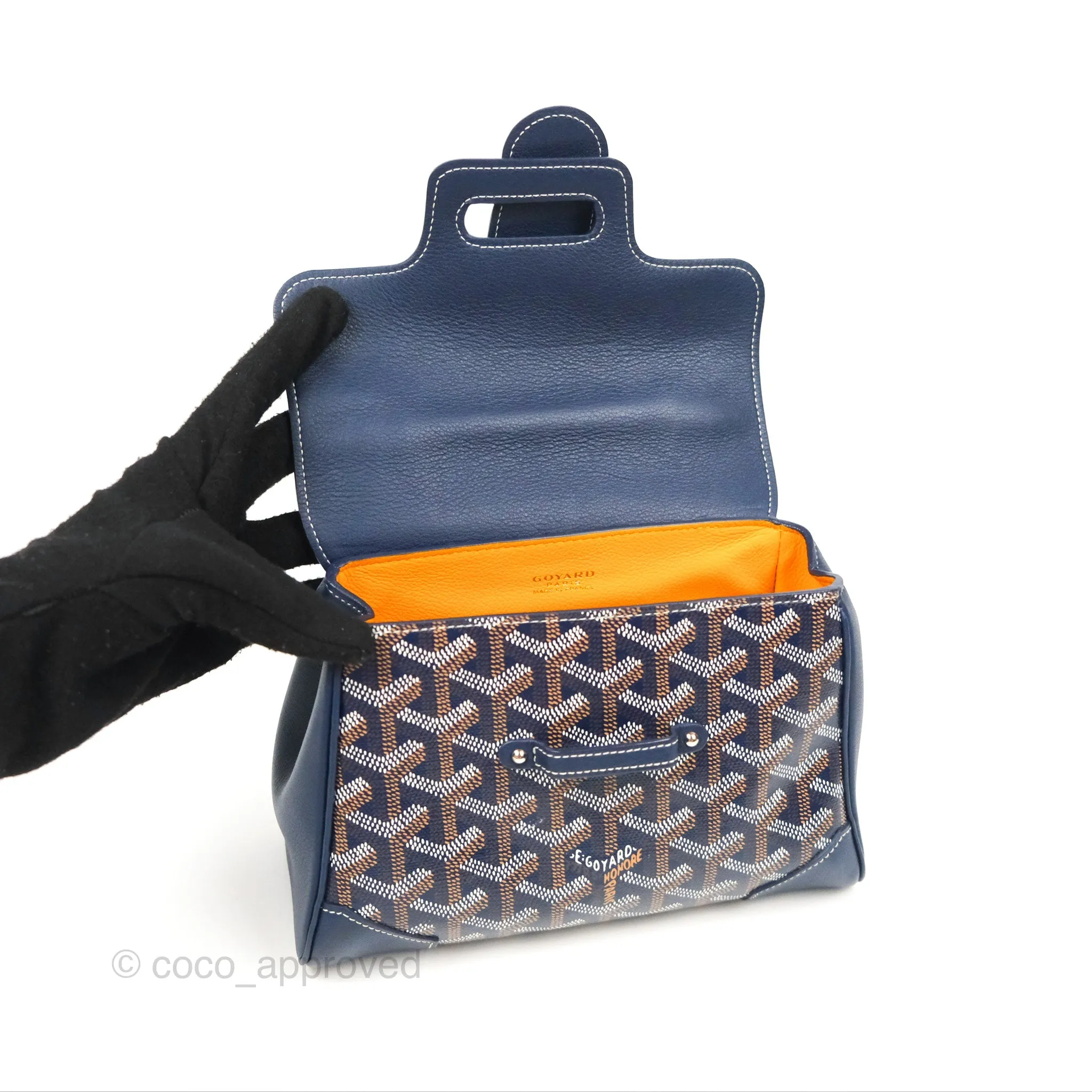 Goyard Sagon Mini Bag Navy Goyardine Canvas/Chevroches Calfskin