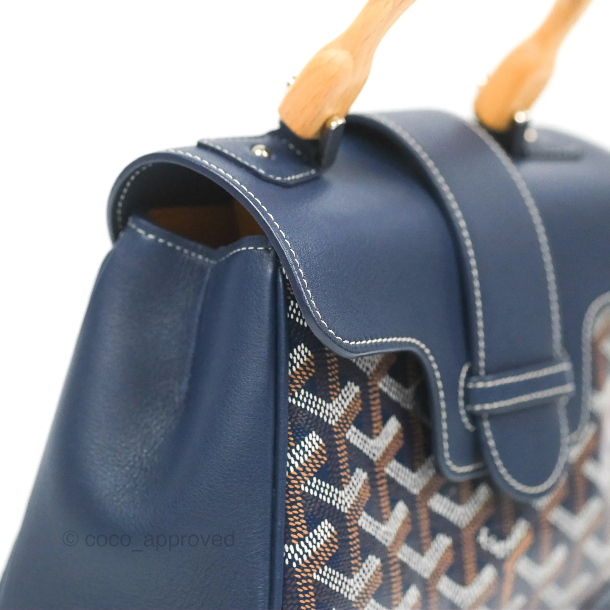 Goyard Sagon Mini Bag Navy Goyardine Canvas/Chevroches Calfskin