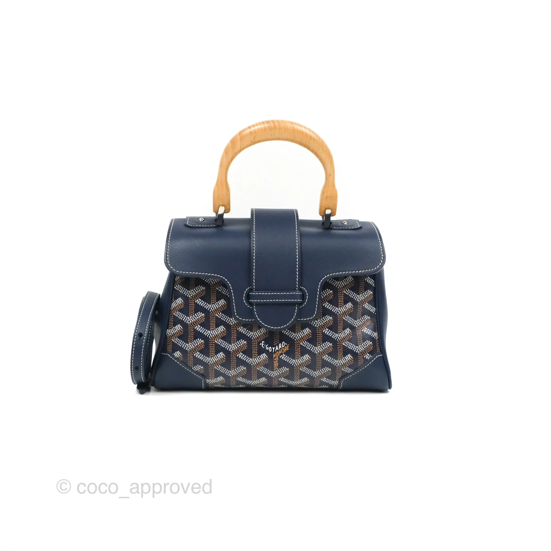 Goyard Sagon Mini Bag Navy Goyardine Canvas/Chevroches Calfskin