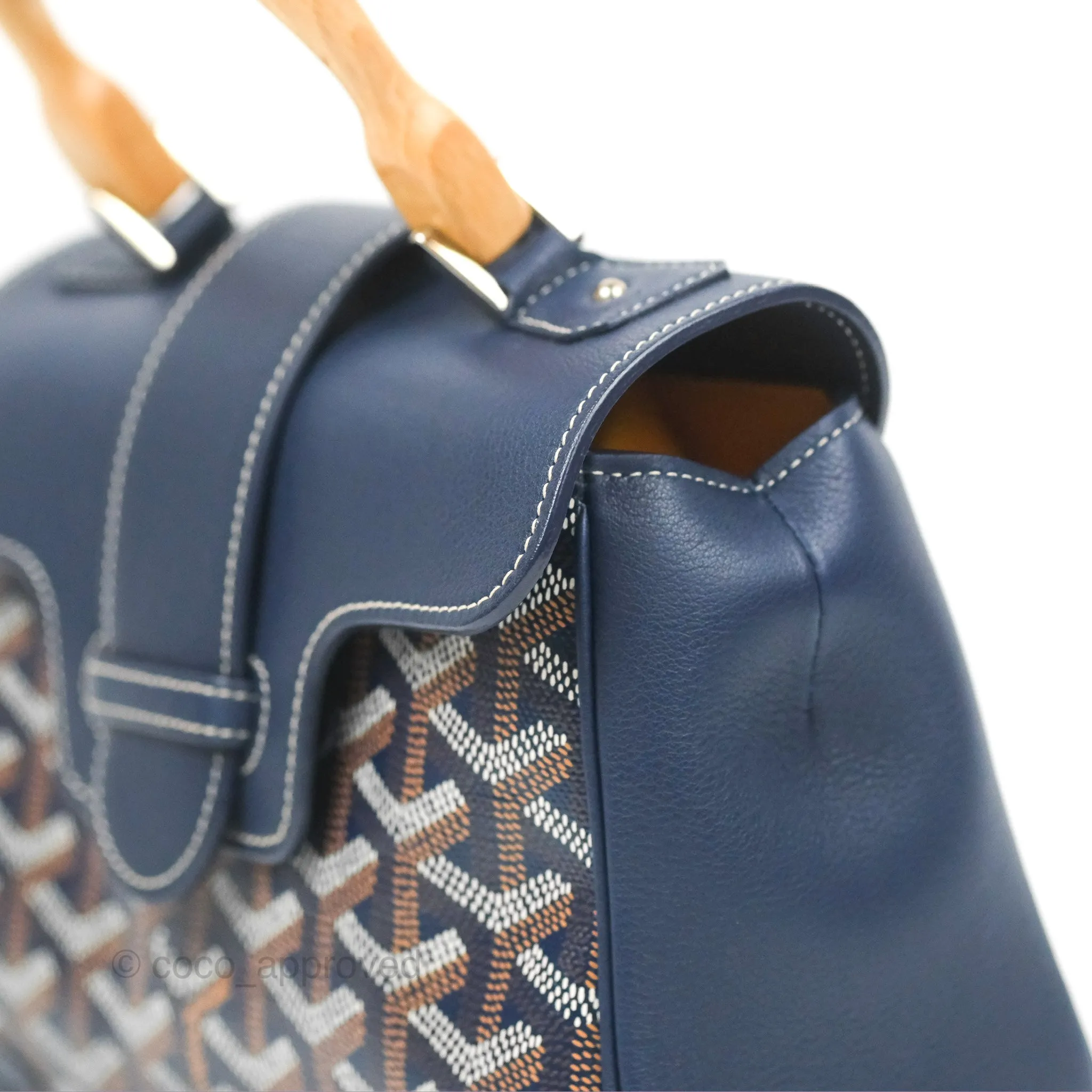 Goyard Sagon Mini Bag Navy Goyardine Canvas/Chevroches Calfskin