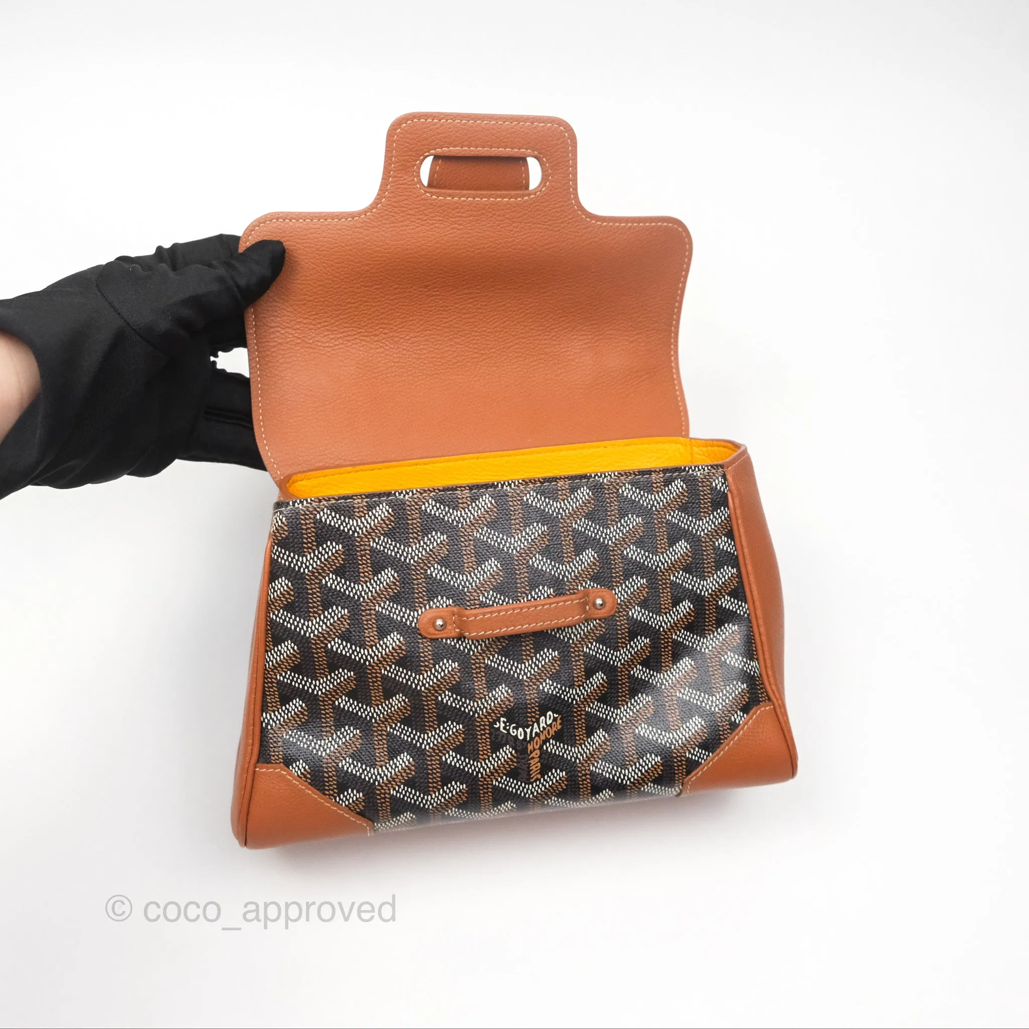 Goyard Sagon Mini Bag Tan Goyardine Canvas/Chevroches Calfskin