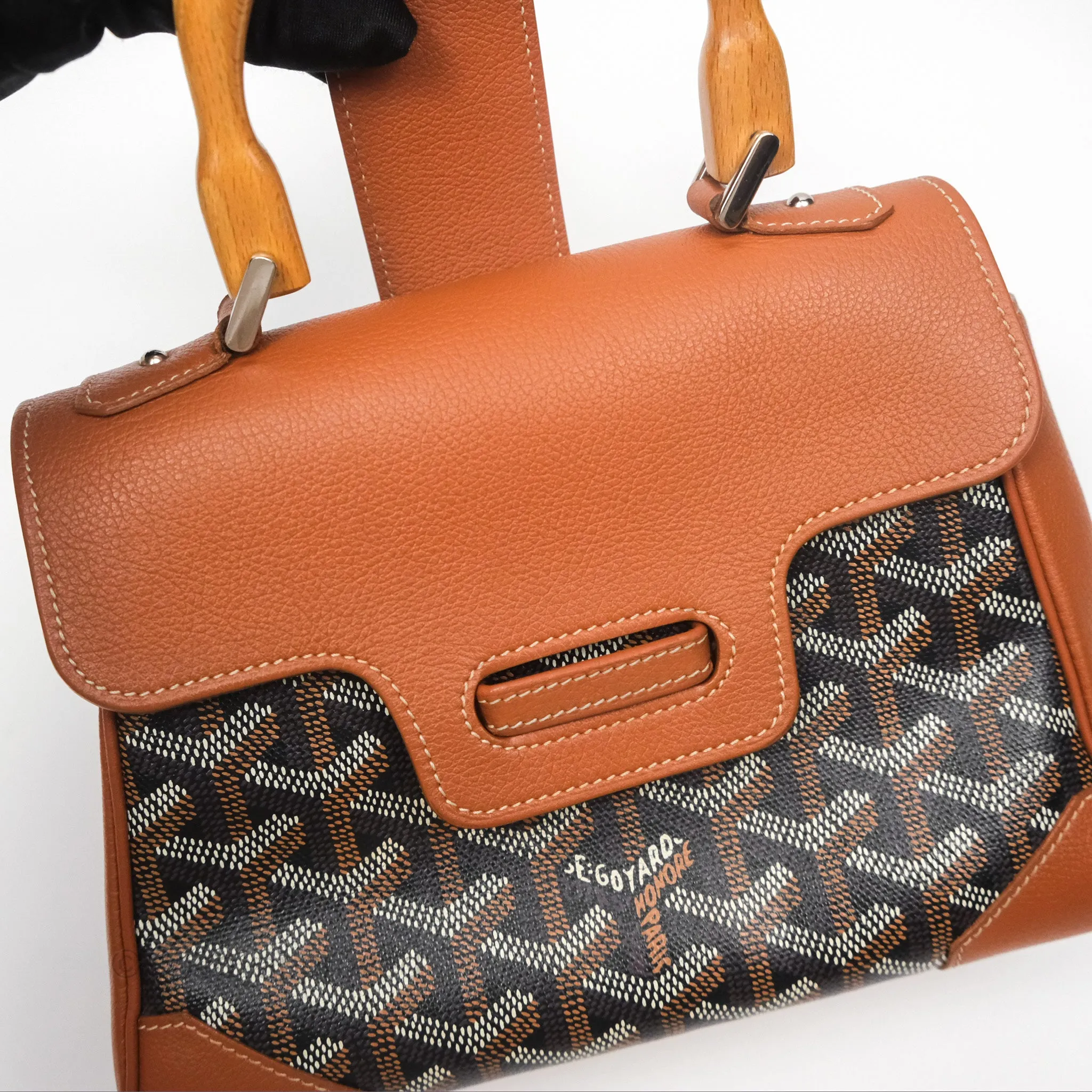 Goyard Sagon Mini Bag Tan Goyardine Canvas/Chevroches Calfskin