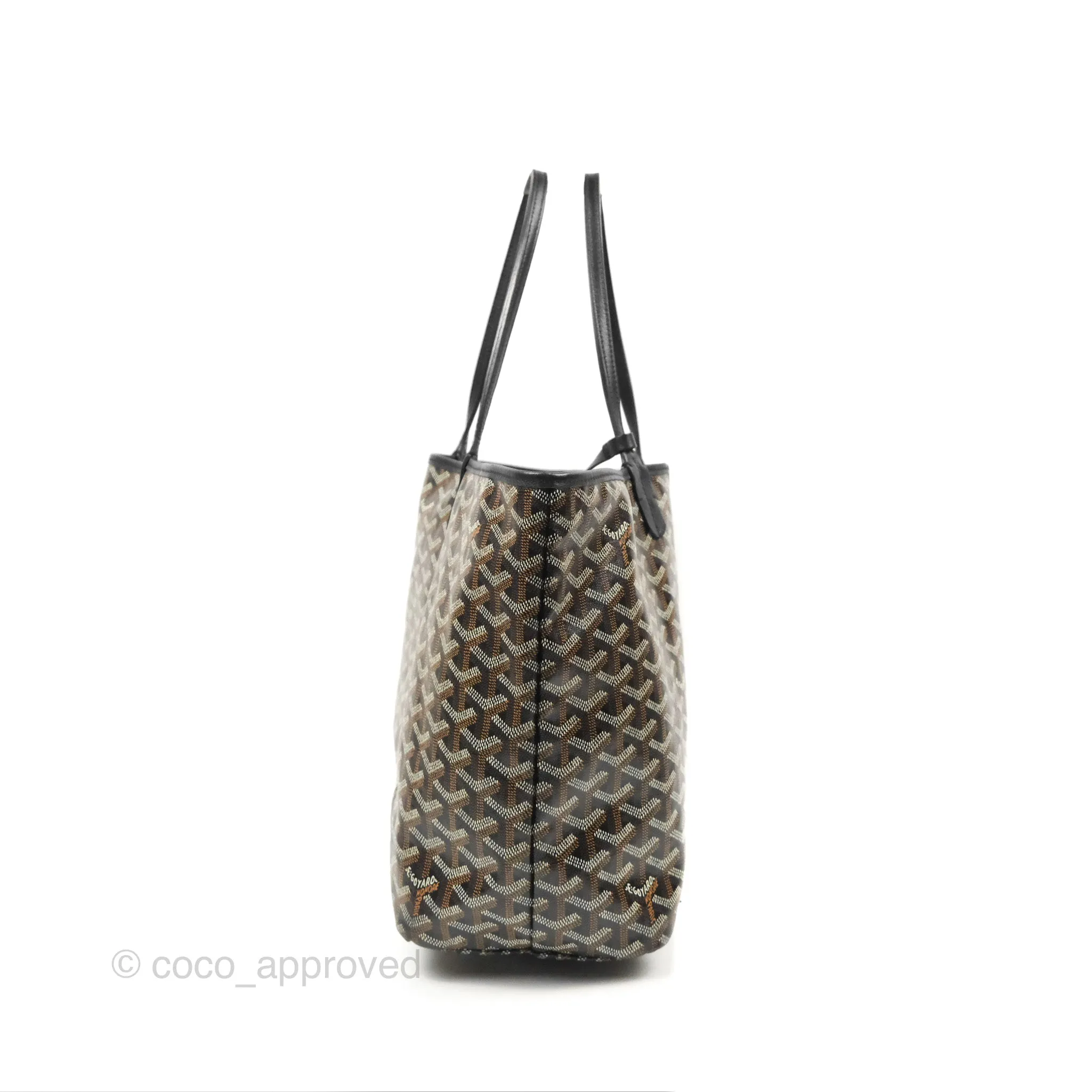 Goyard Saint Louis Black Goyardine Canvas PM