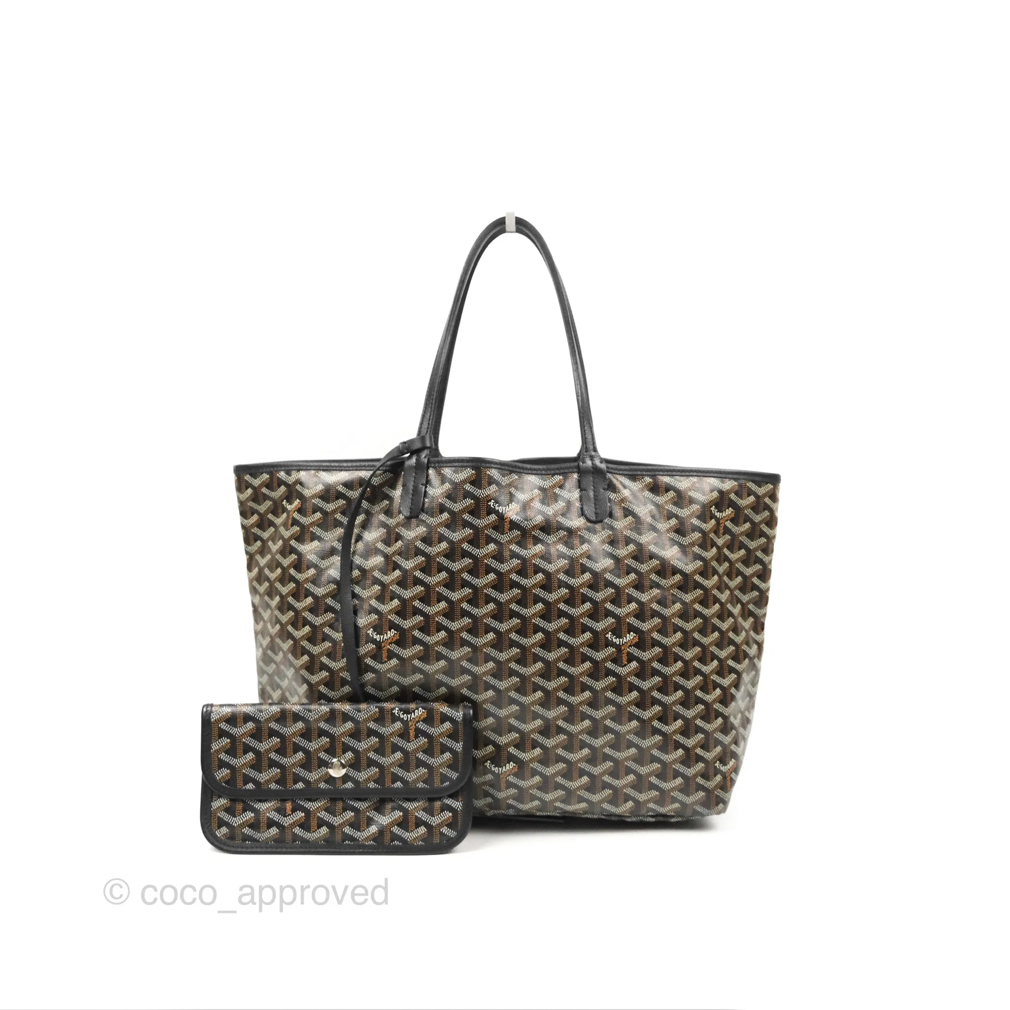 Goyard Saint Louis Black Goyardine Canvas PM