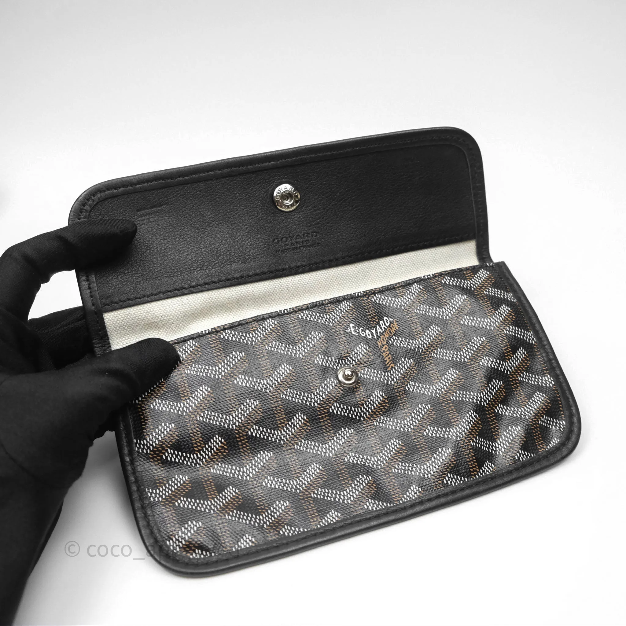 Goyard Saint Louis Black Goyardine Canvas PM