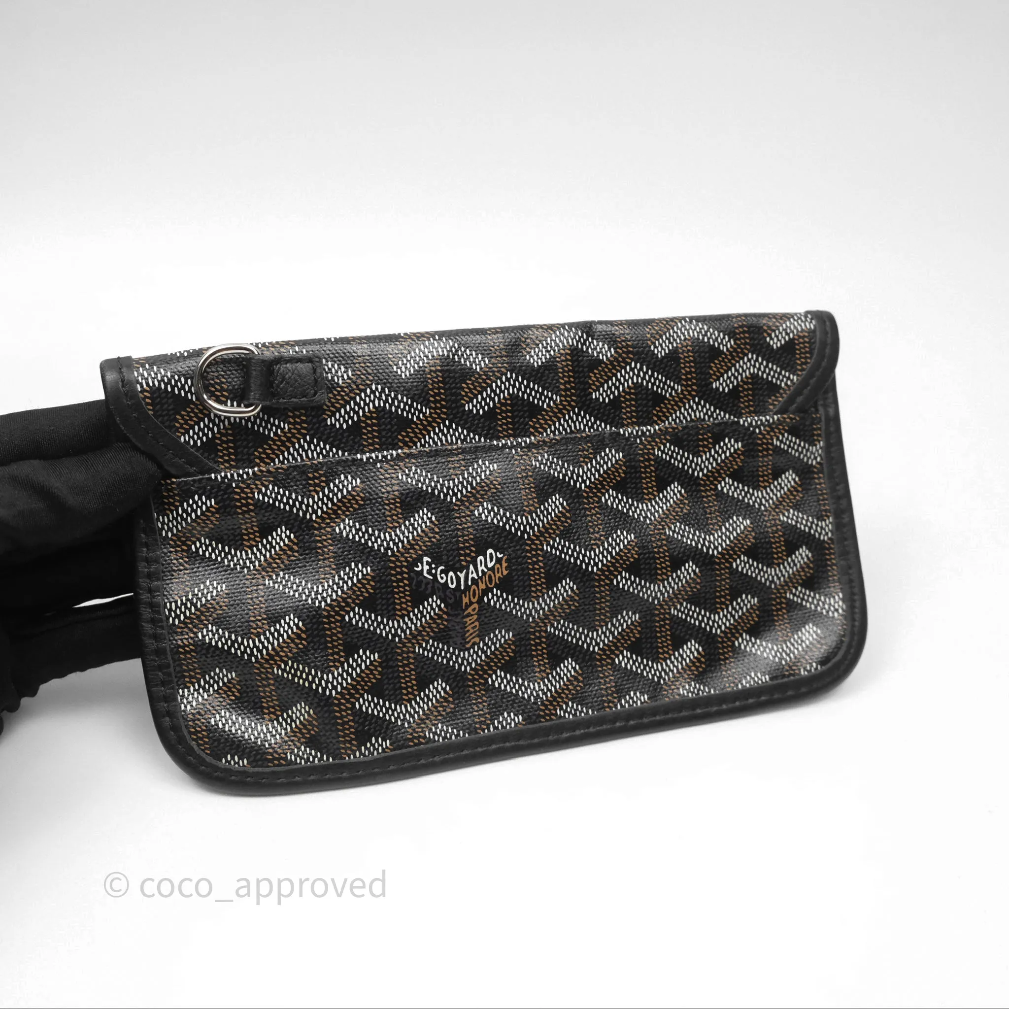 Goyard Saint Louis Black Goyardine Canvas PM