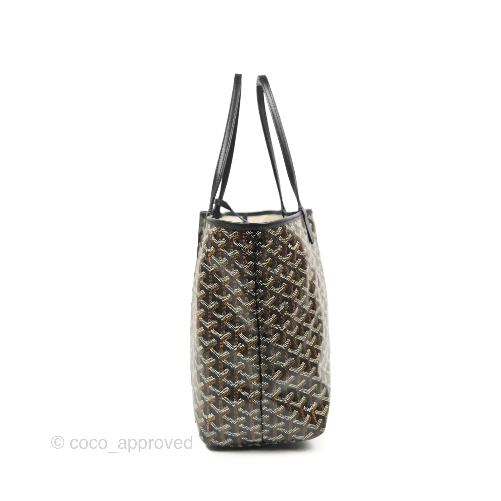 Goyard Saint Louis Black Goyardine Canvas PM