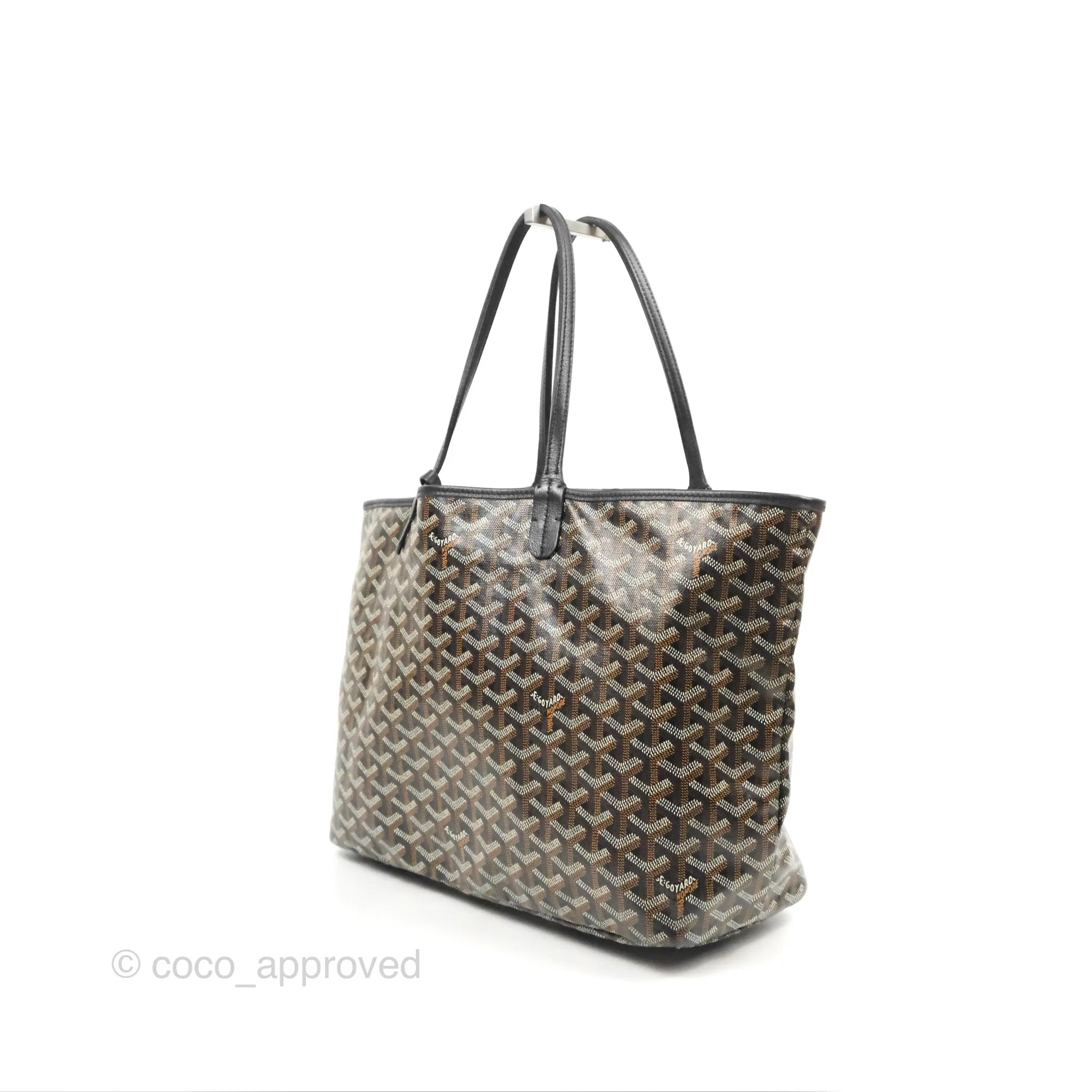 Goyard Saint Louis Black Goyardine Canvas PM