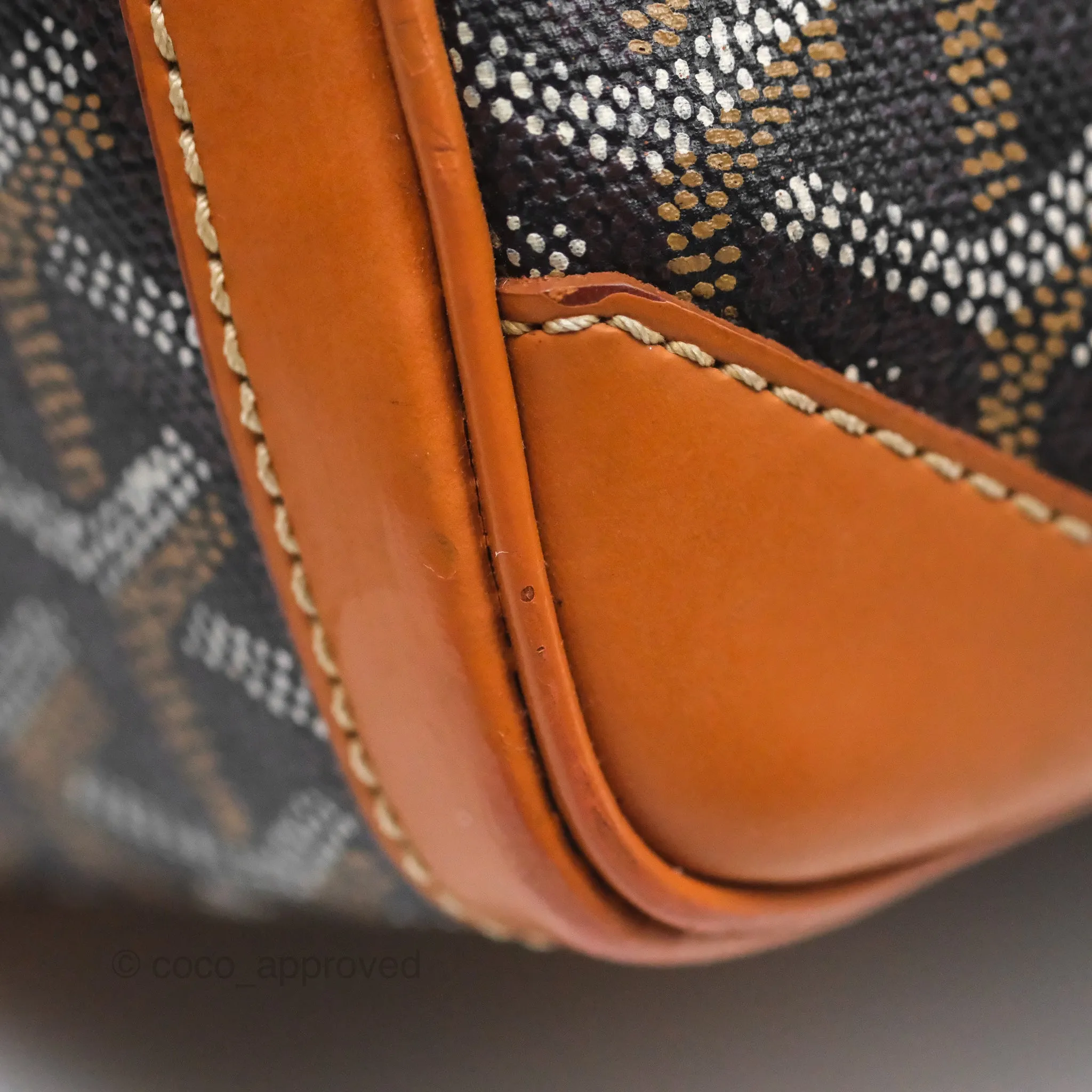 Goyard Saint Martin Bag Goyardine Canvas Black/ Tan