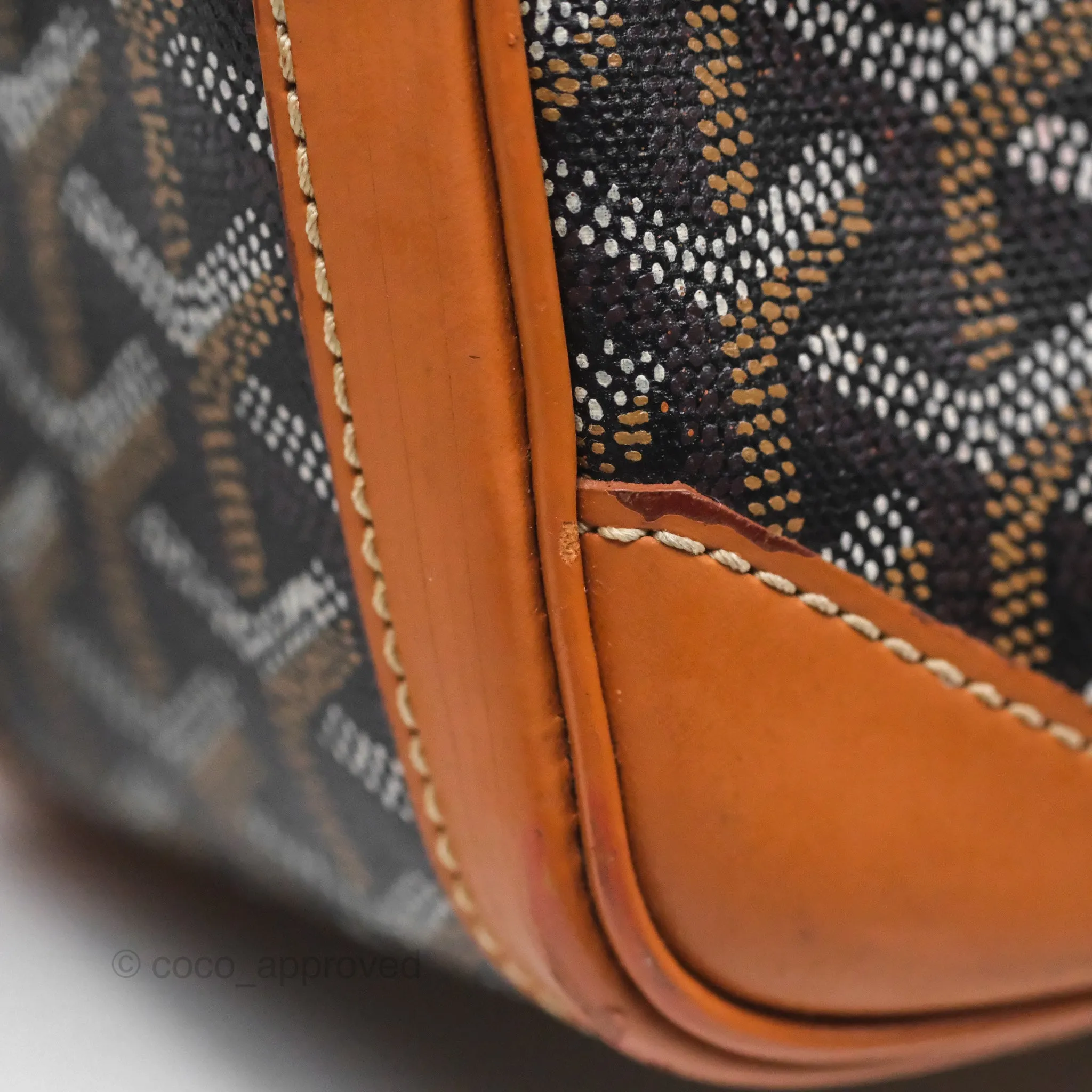 Goyard Saint Martin Bag Goyardine Canvas Black/ Tan