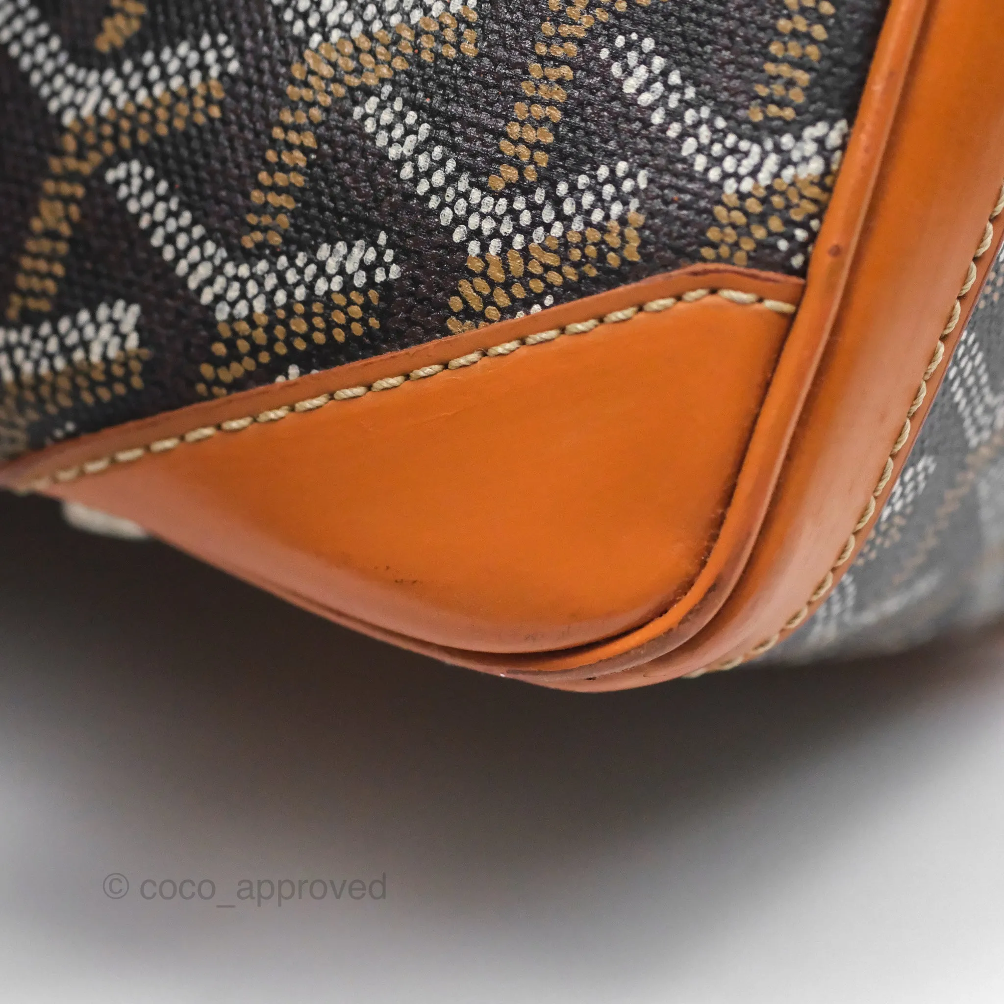 Goyard Saint Martin Bag Goyardine Canvas Black/ Tan