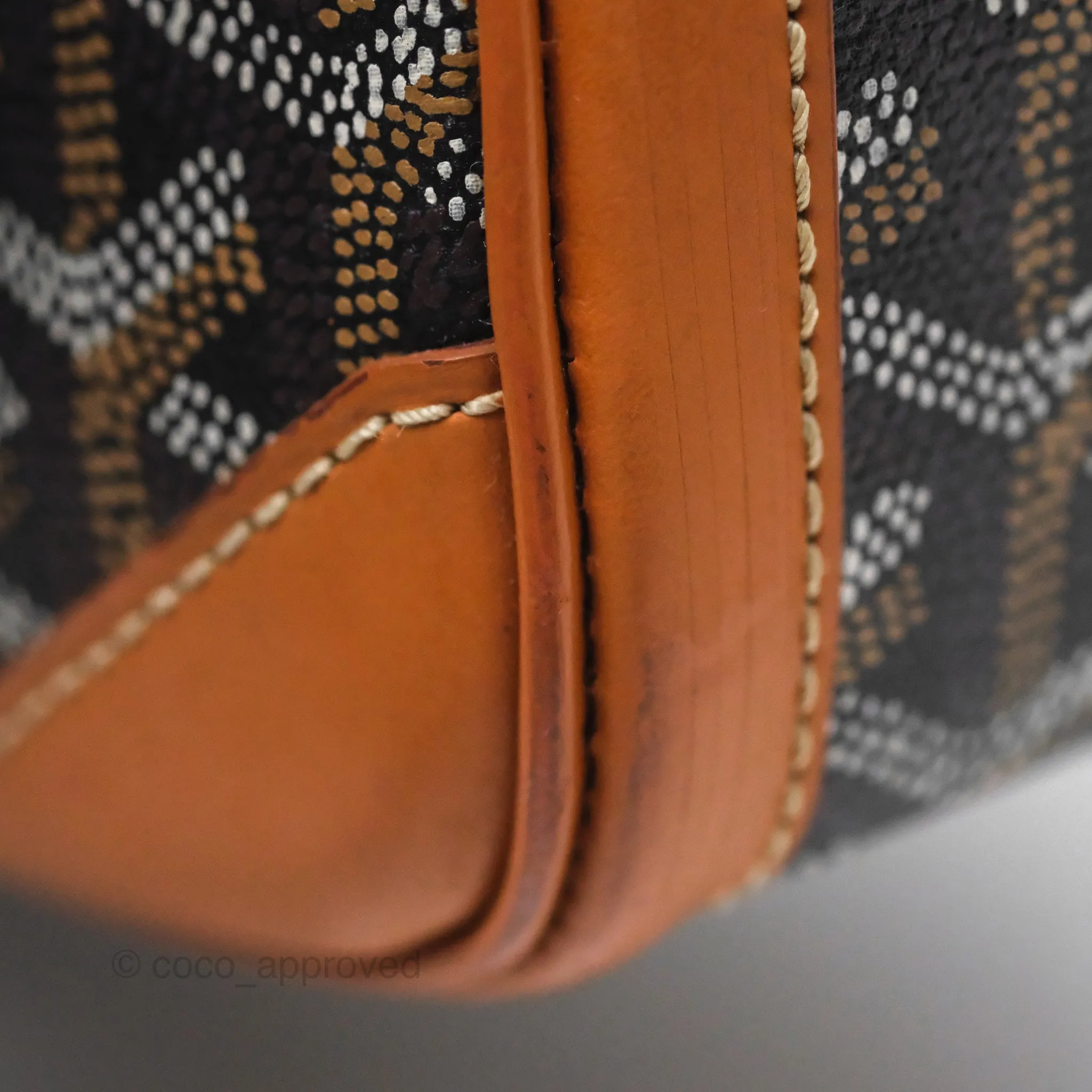 Goyard Saint Martin Bag Goyardine Canvas Black/ Tan