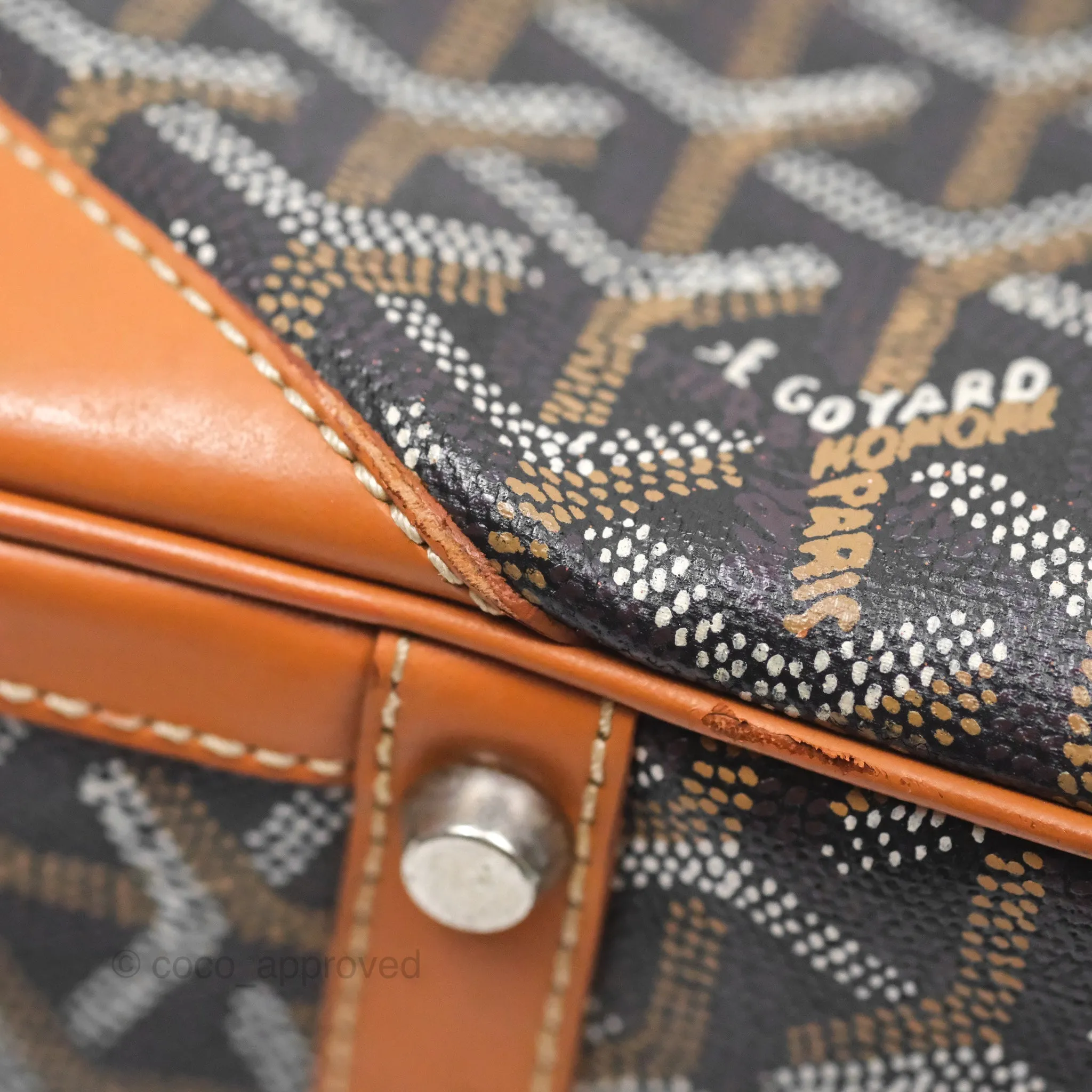 Goyard Saint Martin Bag Goyardine Canvas Black/ Tan