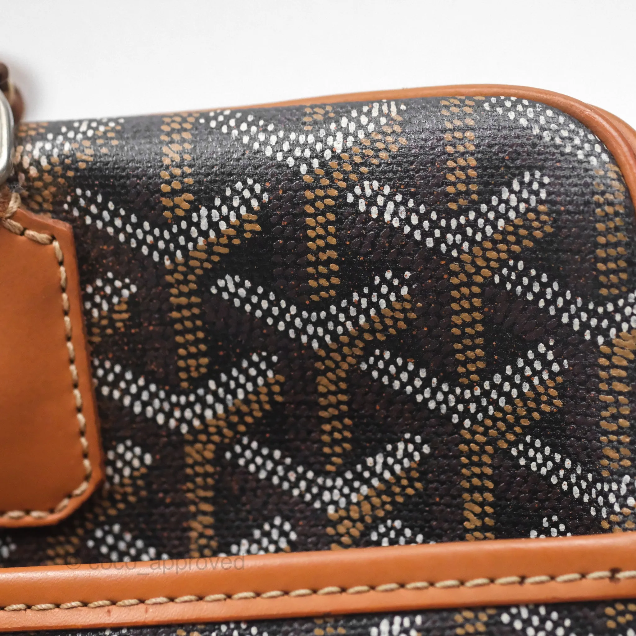 Goyard Saint Martin Bag Goyardine Canvas Black/ Tan