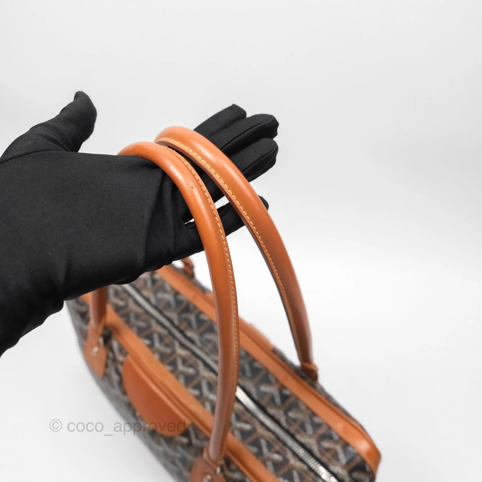 Goyard Saint Martin Bag Goyardine Canvas Black/ Tan