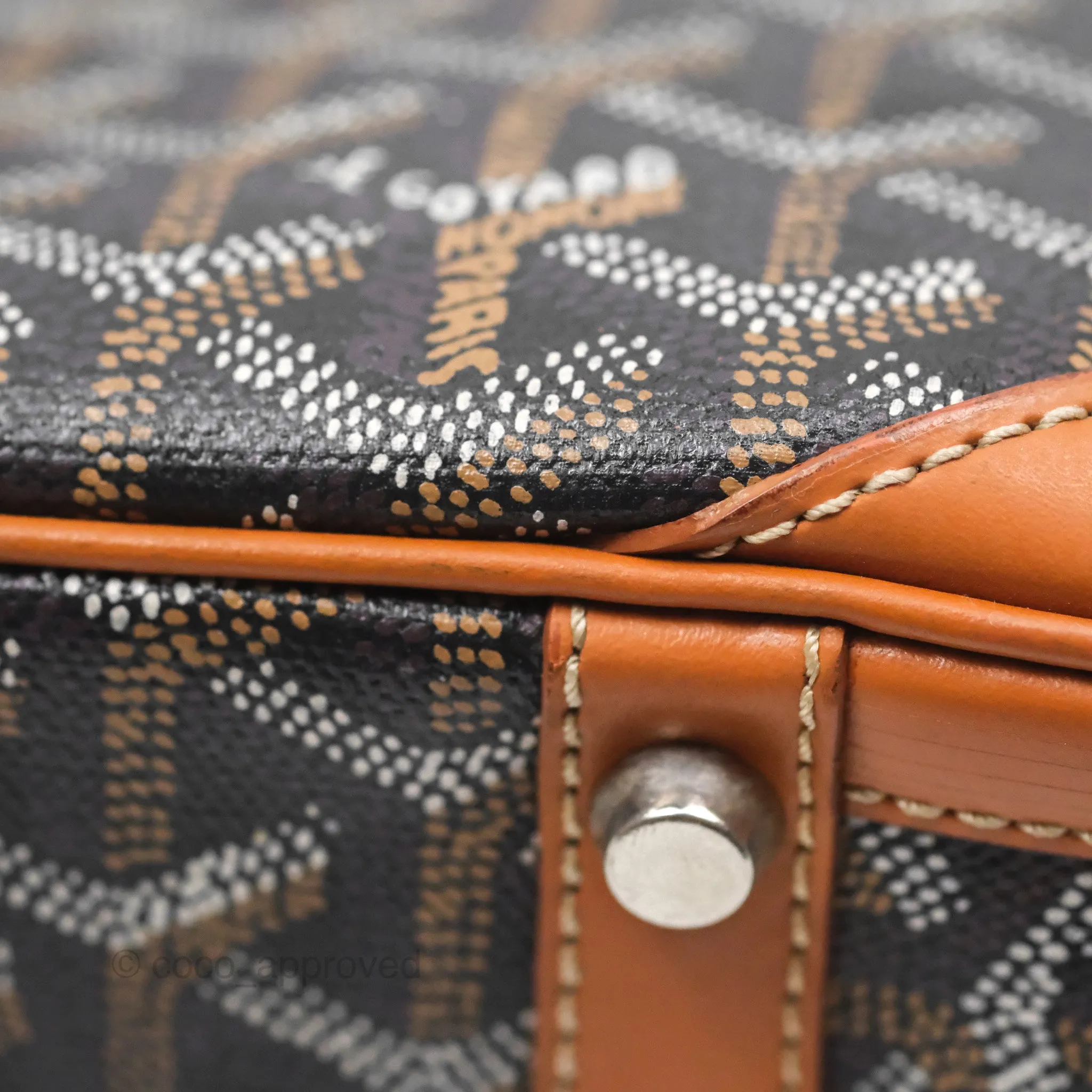 Goyard Saint Martin Bag Goyardine Canvas Black/ Tan