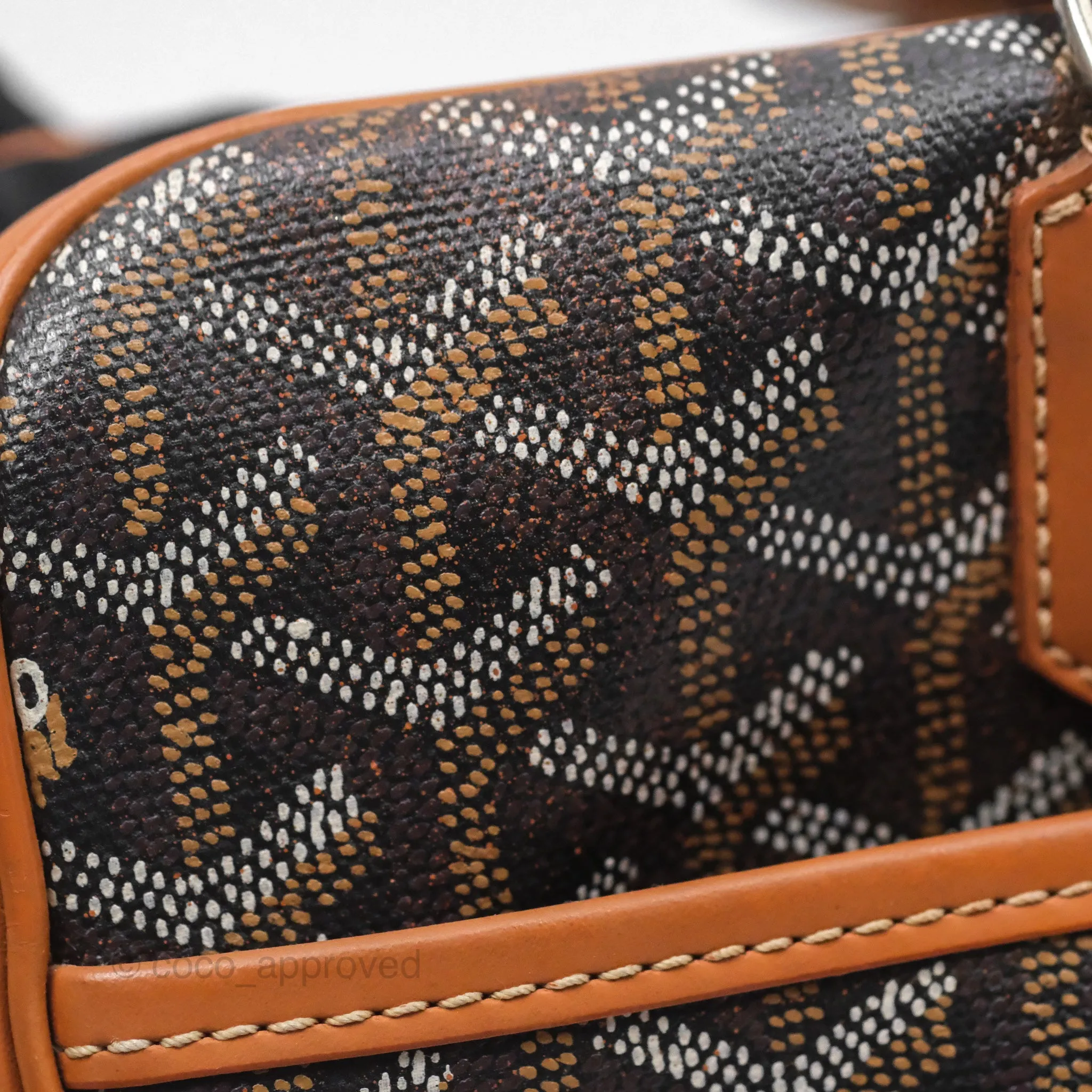 Goyard Saint Martin Bag Goyardine Canvas Black/ Tan