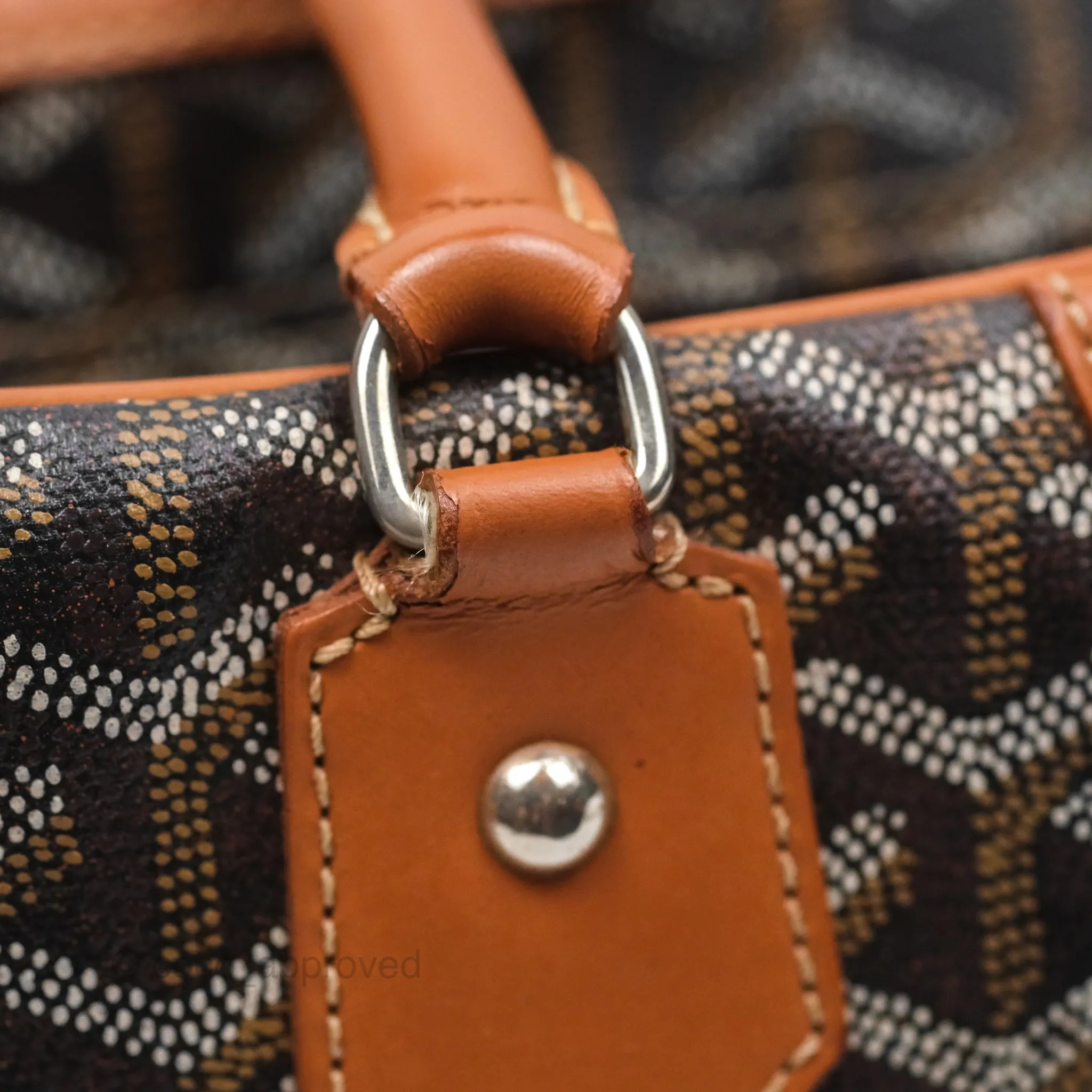 Goyard Saint Martin Bag Goyardine Canvas Black/ Tan