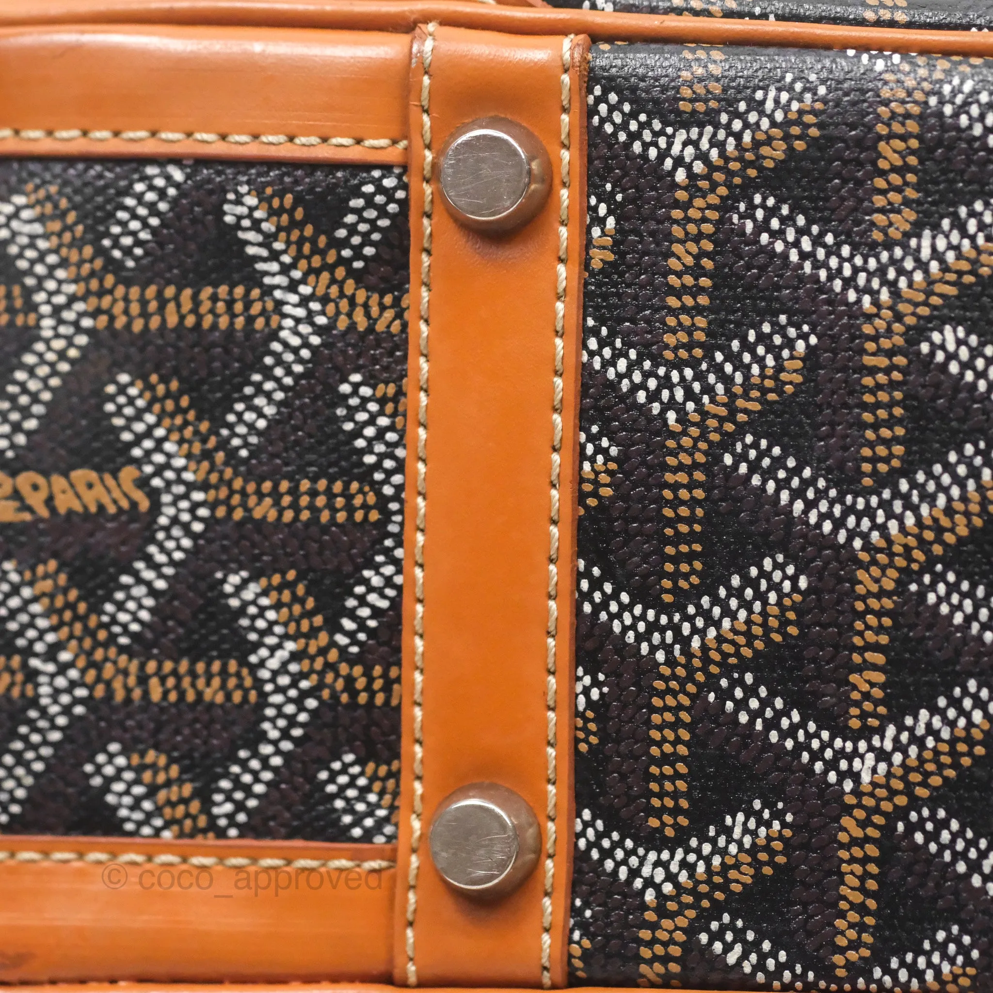 Goyard Saint Martin Bag Goyardine Canvas Black/ Tan