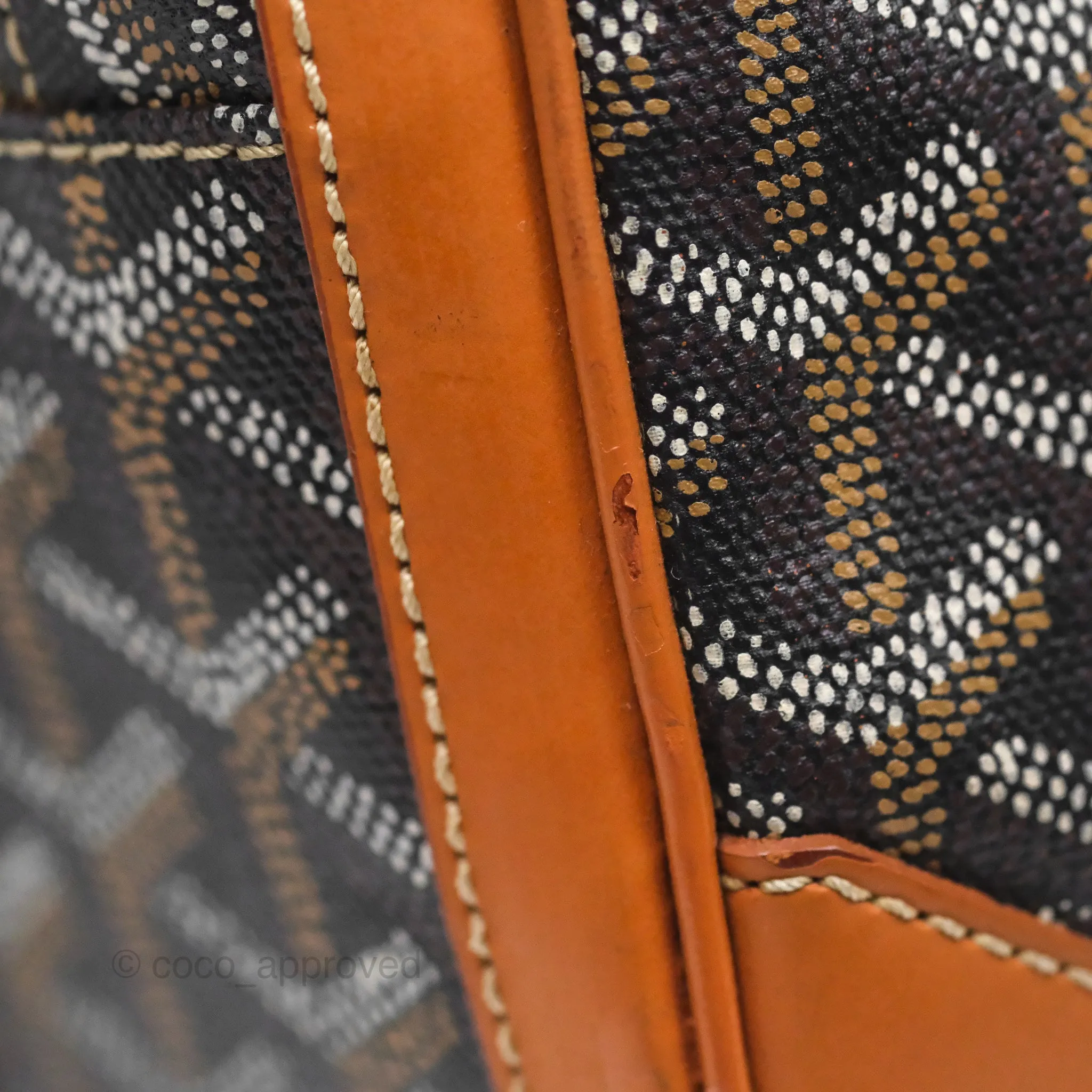 Goyard Saint Martin Bag Goyardine Canvas Black/ Tan