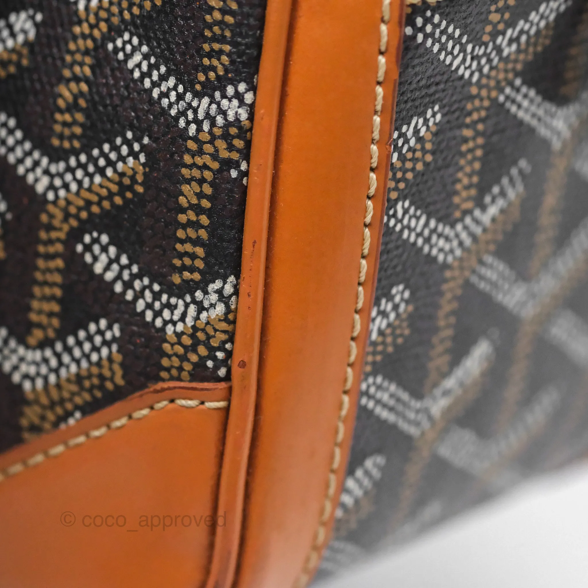 Goyard Saint Martin Bag Goyardine Canvas Black/ Tan