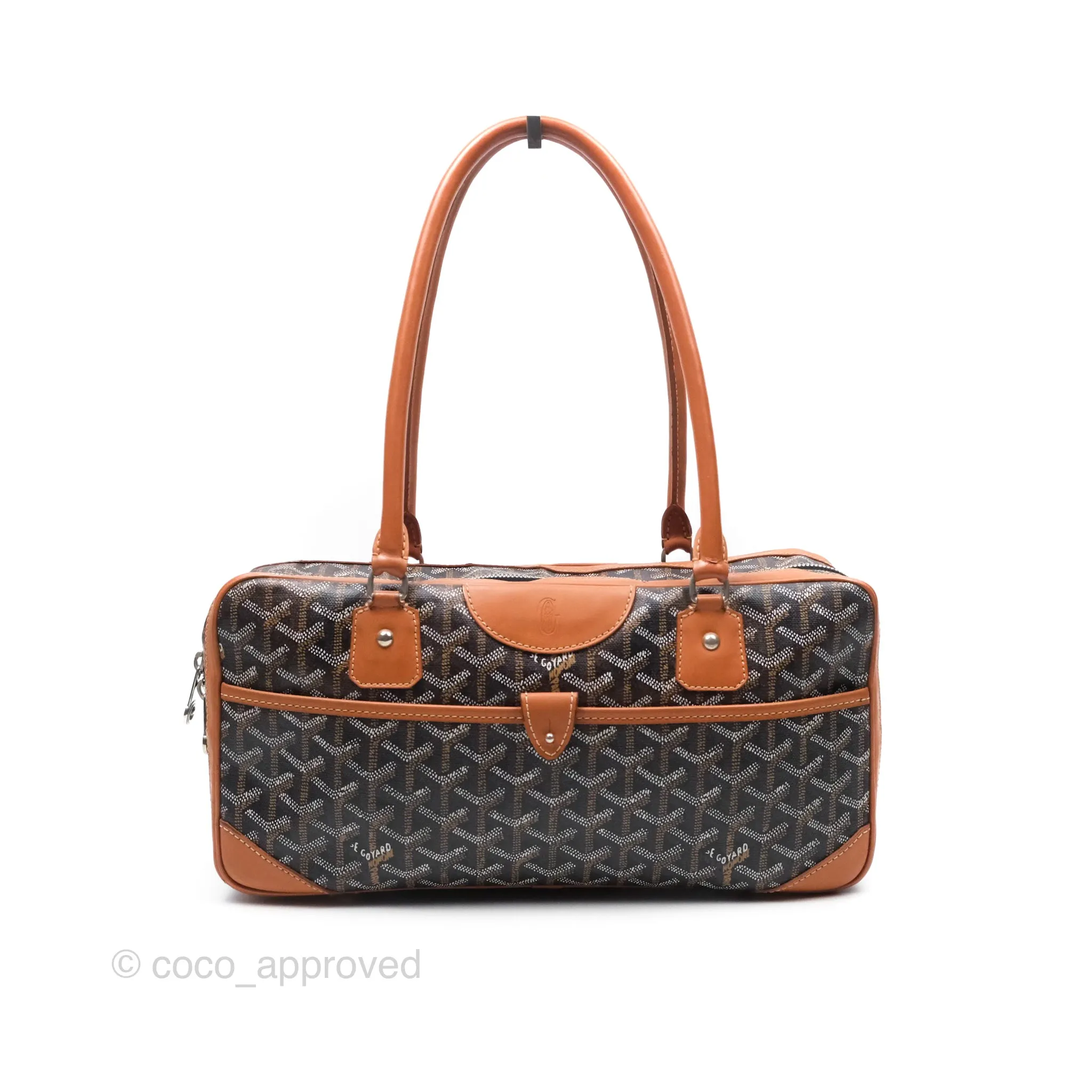 Goyard Saint Martin Bag Goyardine Canvas Black/ Tan