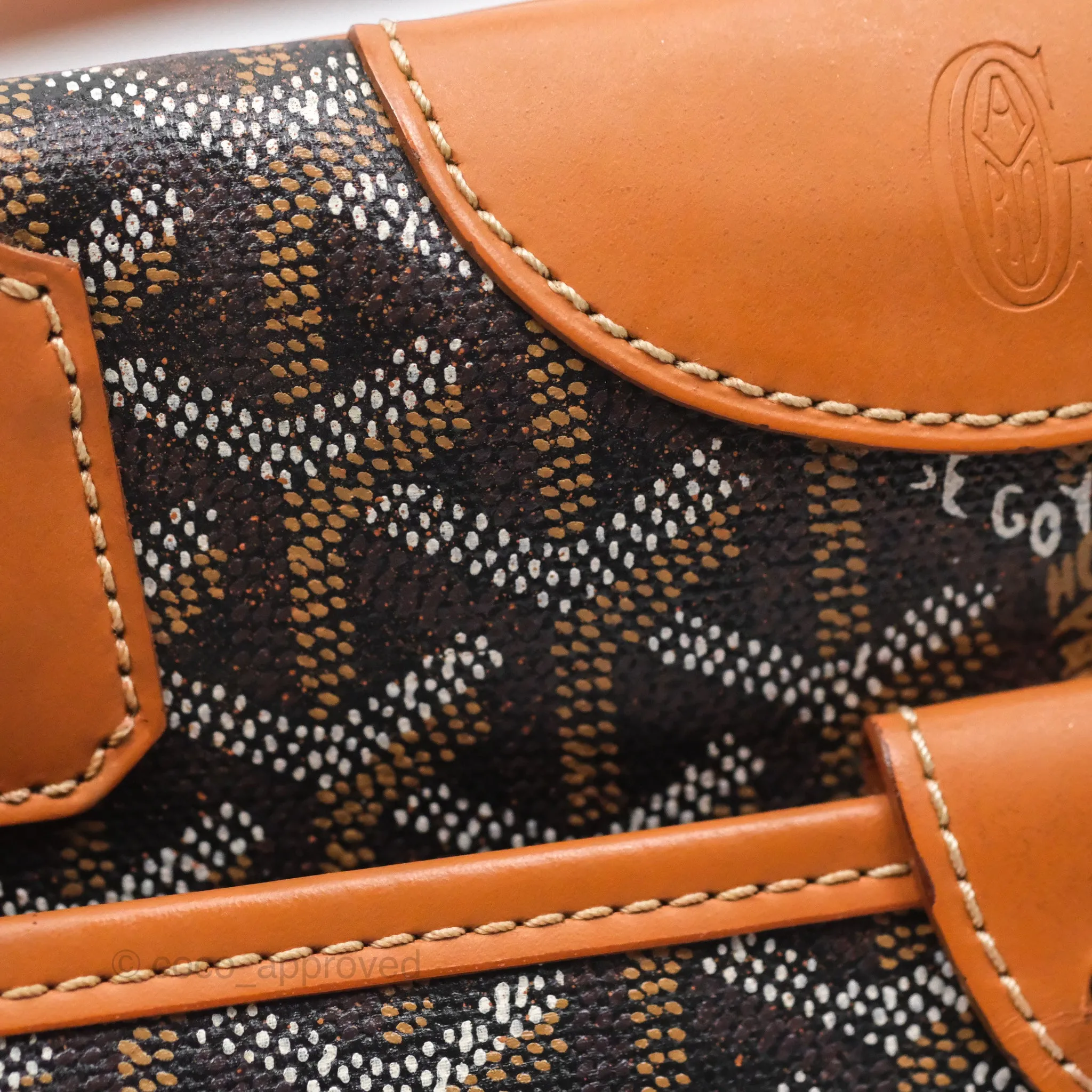 Goyard Saint Martin Bag Goyardine Canvas Black/ Tan
