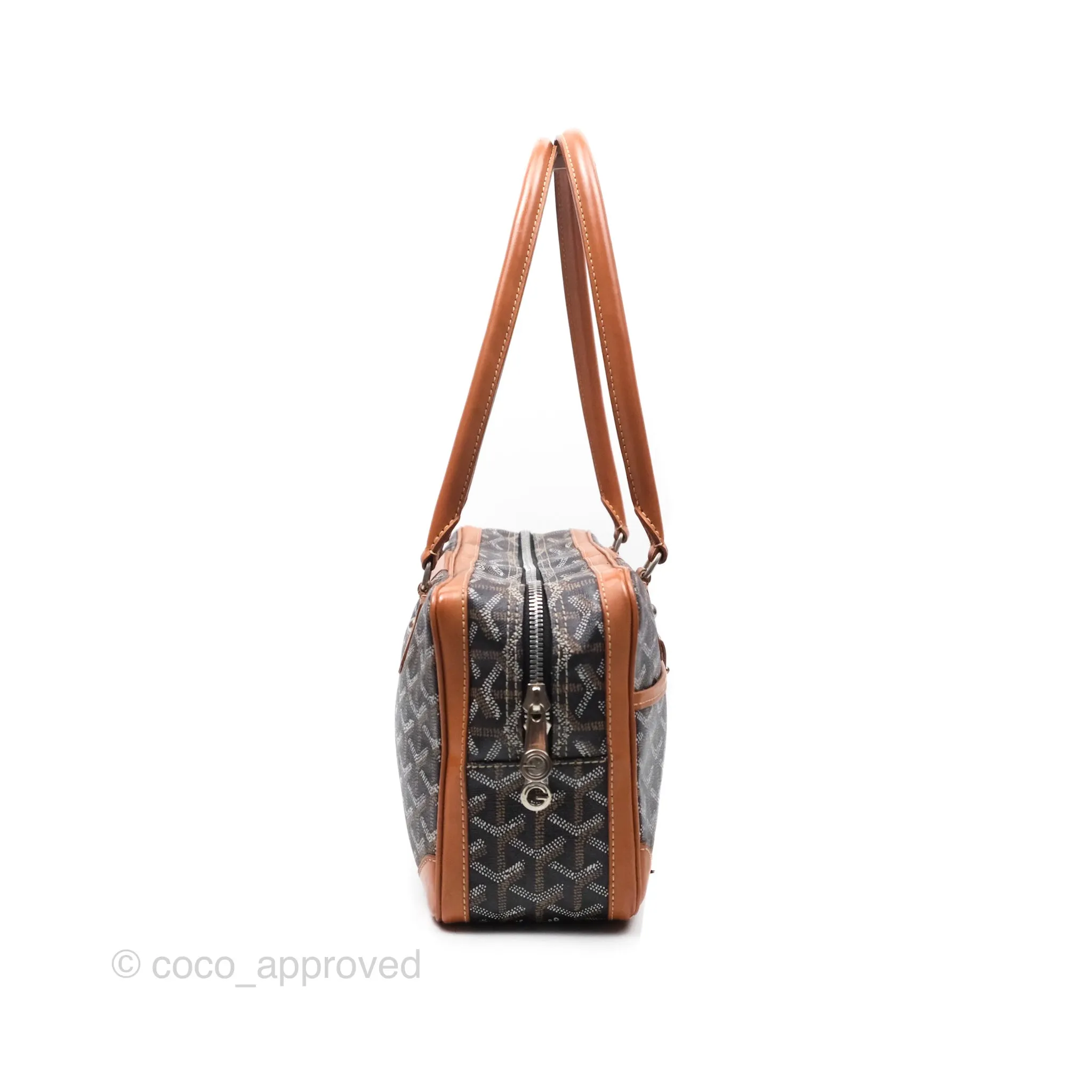 Goyard Saint Martin Bag Goyardine Canvas Black/ Tan