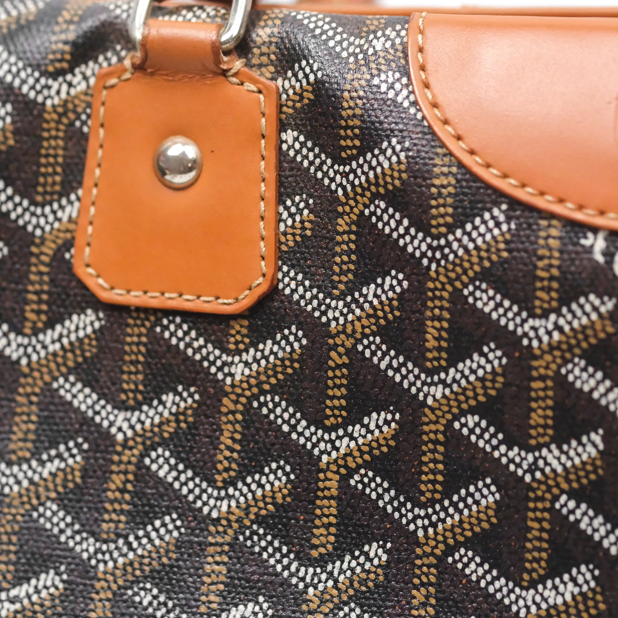 Goyard Saint Martin Bag Goyardine Canvas Black/ Tan