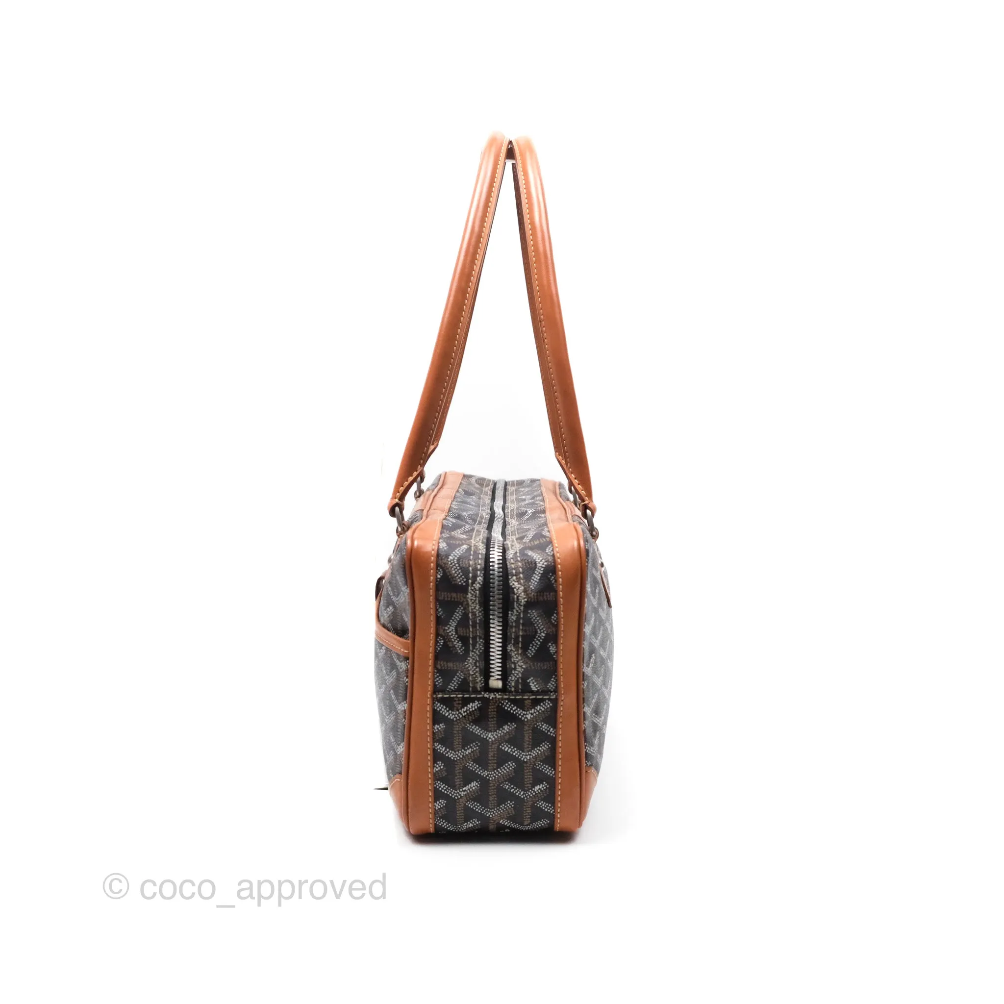 Goyard Saint Martin Bag Goyardine Canvas Black/ Tan
